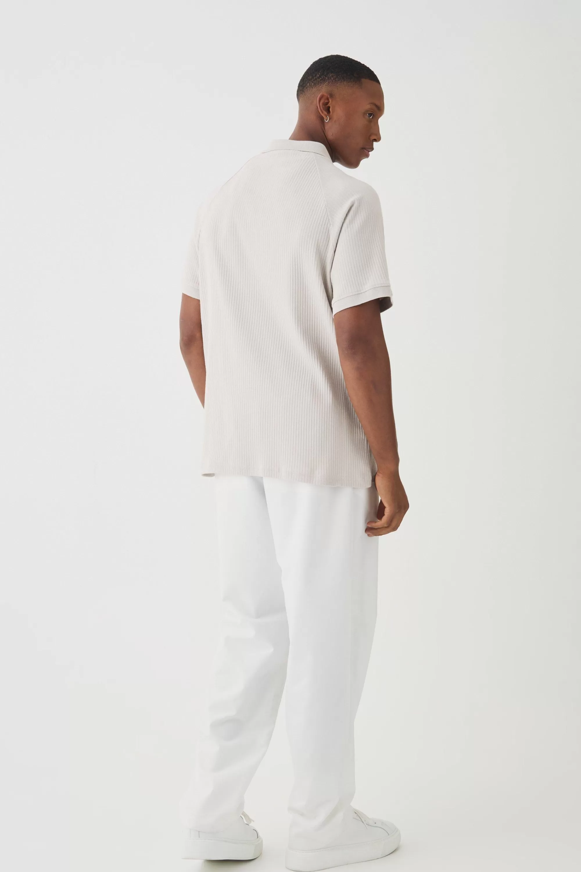 boohooMAN Rib Jersey Pocket Polo | UK light grey Clearance