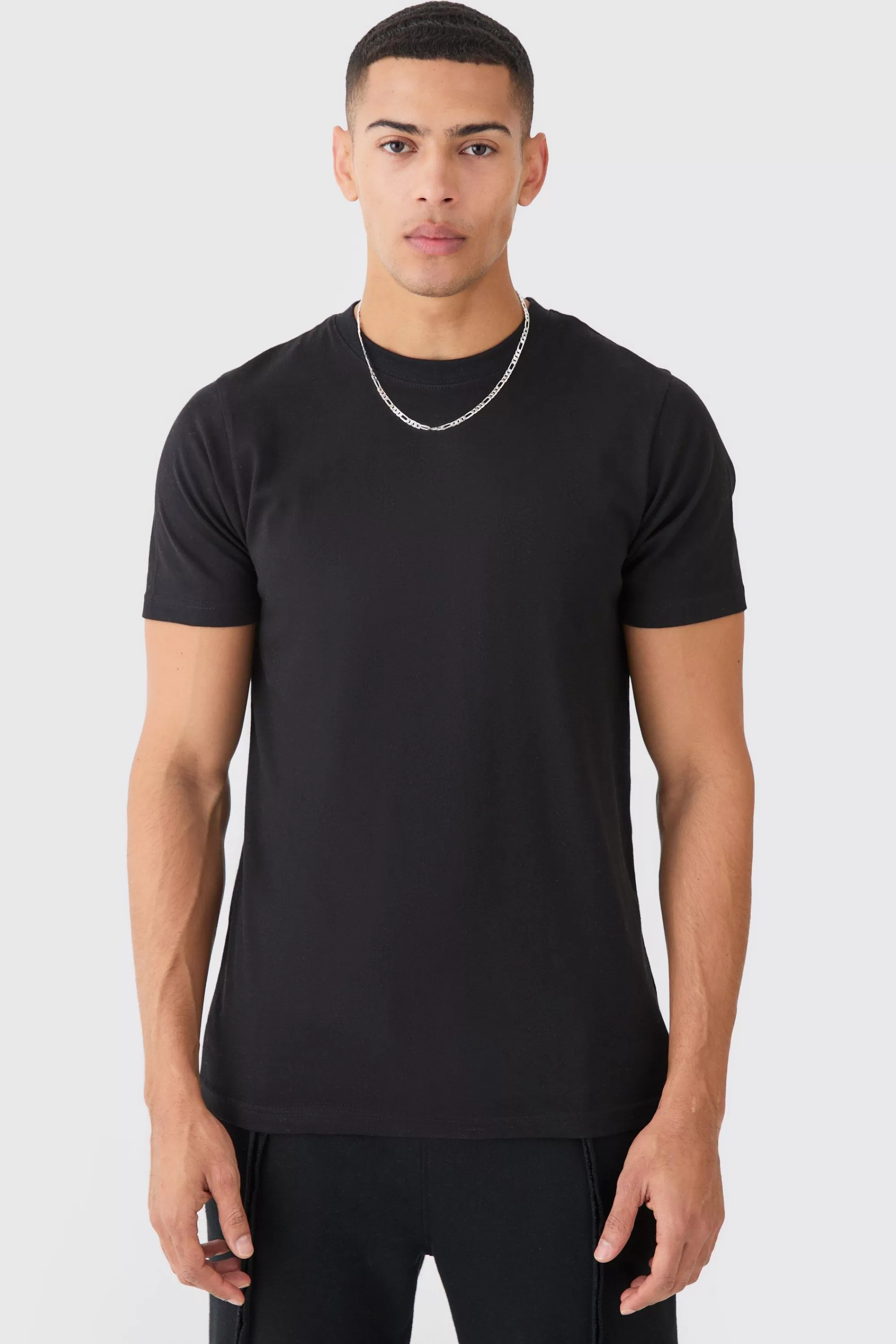 boohooMAN Slim Basic T-shirt | UK black Store