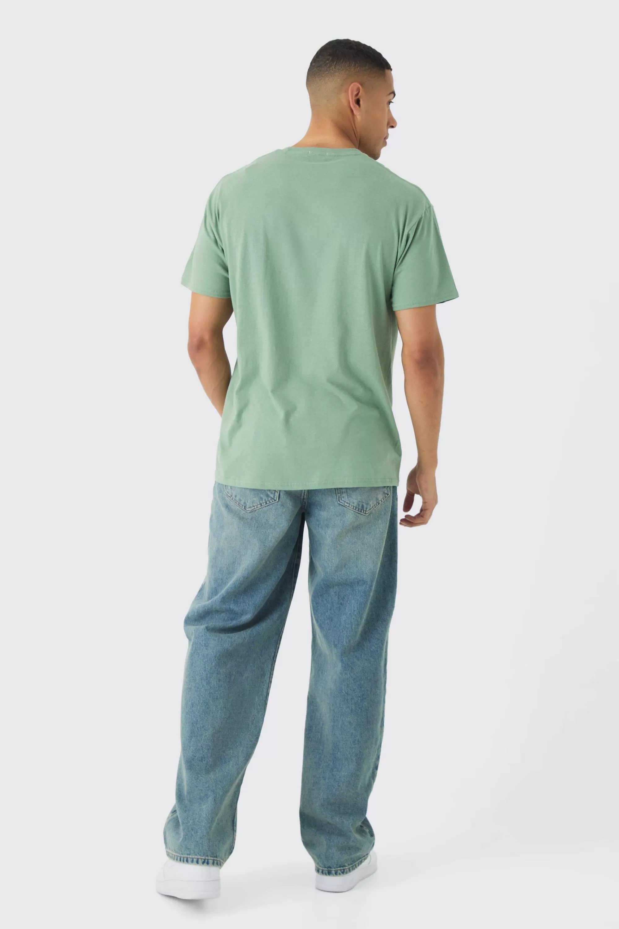 boohooMAN Slim Club D'Elite Print T-Shirt | UK sage New