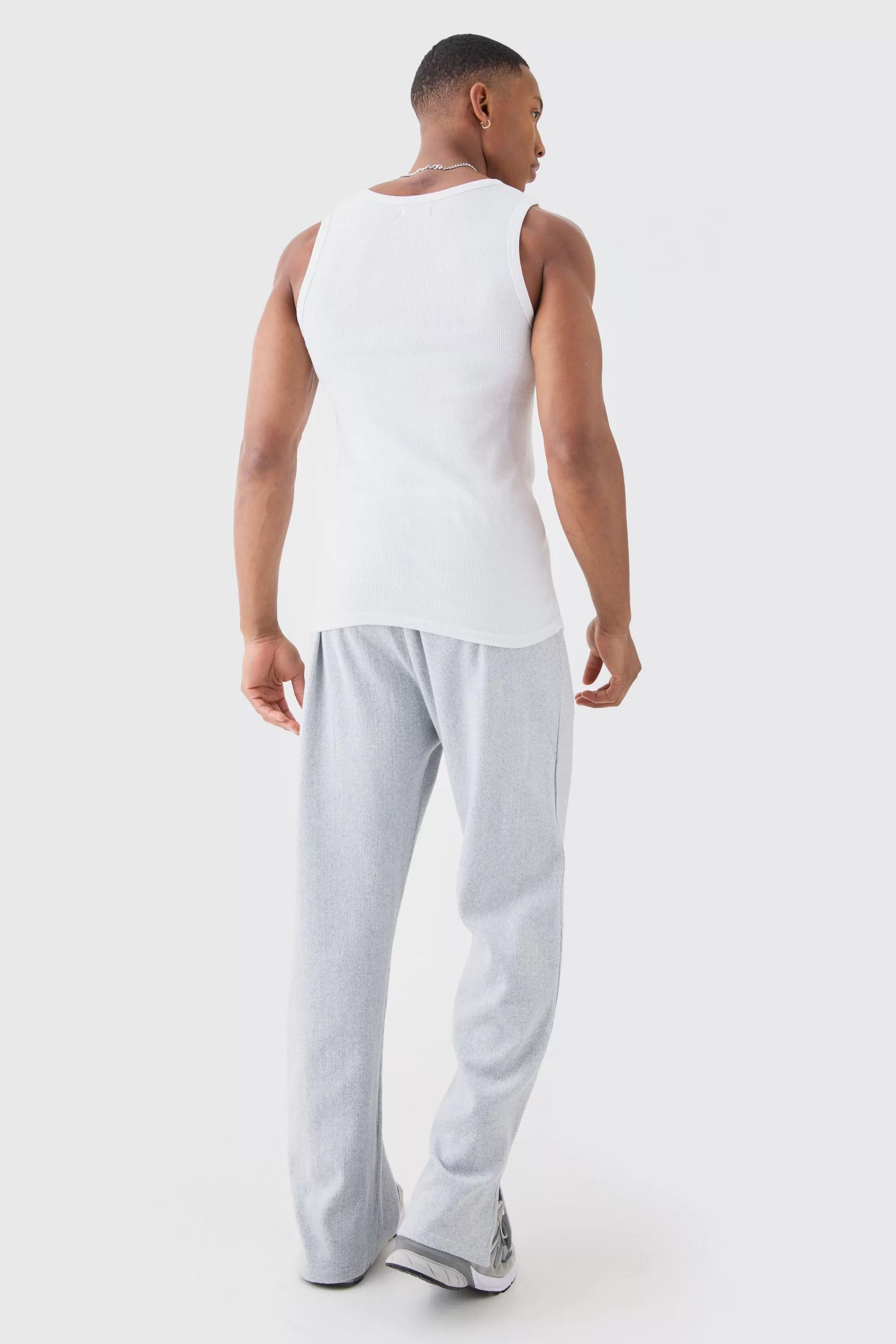 boohooMAN Slim Fit Ribbed Vest | UK white Hot