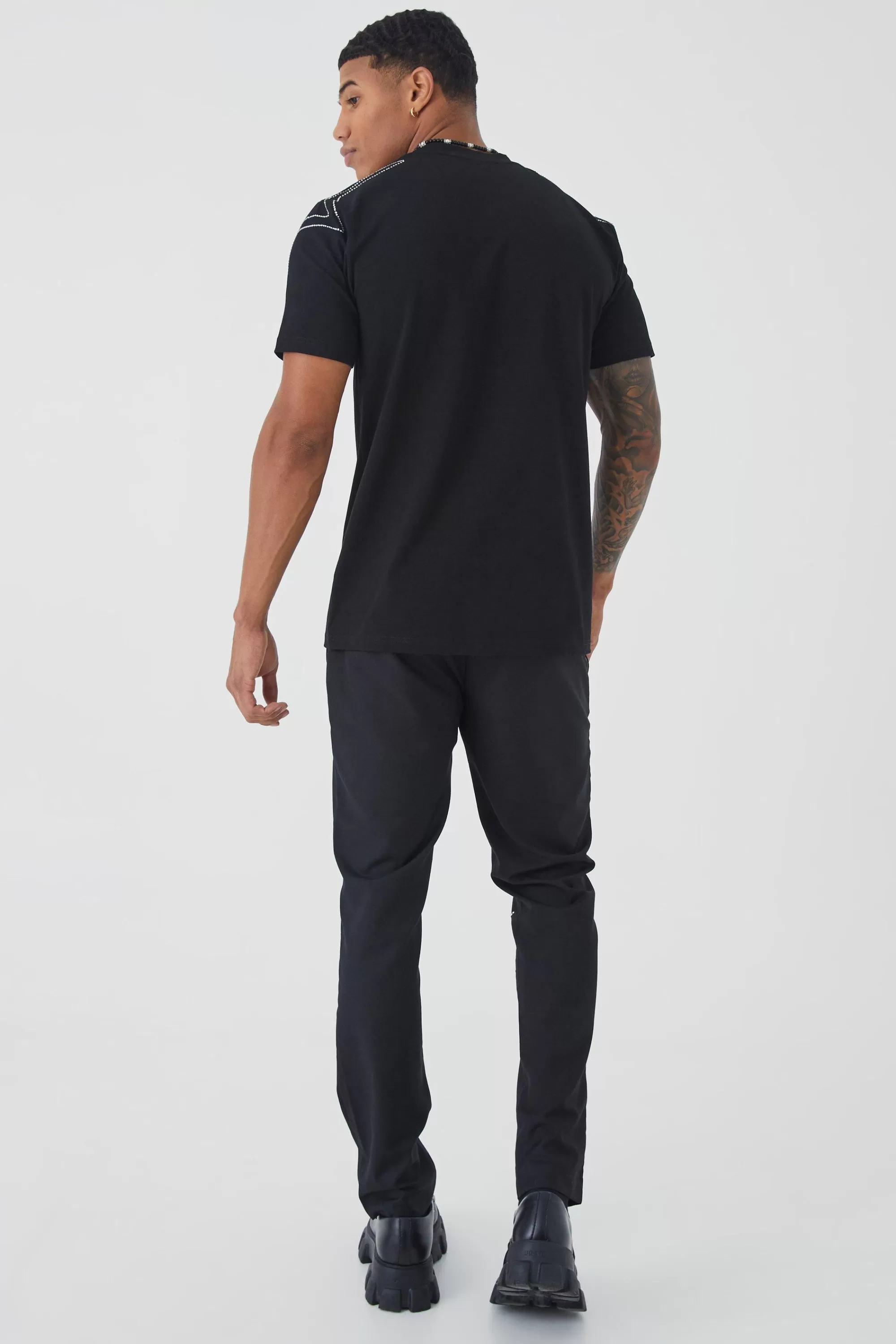 boohooMAN Slim Heavyweight Rhinestone Star T-shirt | UK black Discount