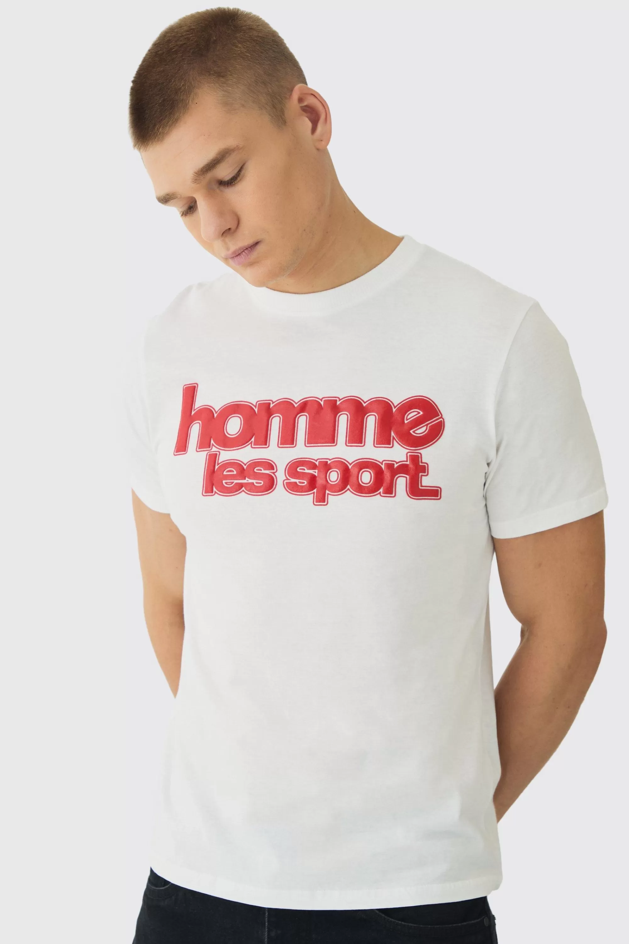 boohooMAN Slim Homme Les Sport Printed T-Shirt | UK white Best