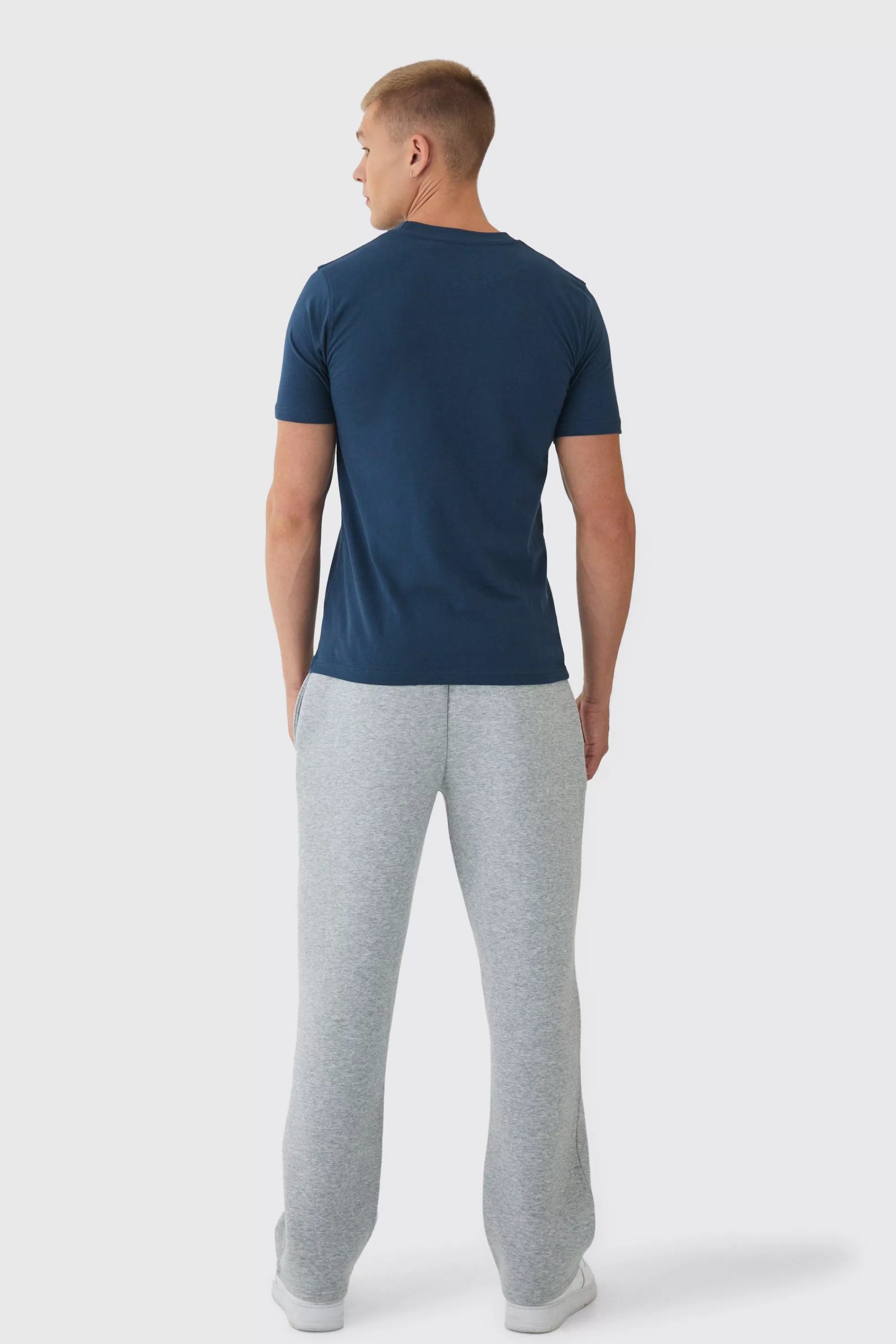 boohooMAN Slim Homme Script Colour Block T-shirt | UK navy Cheap