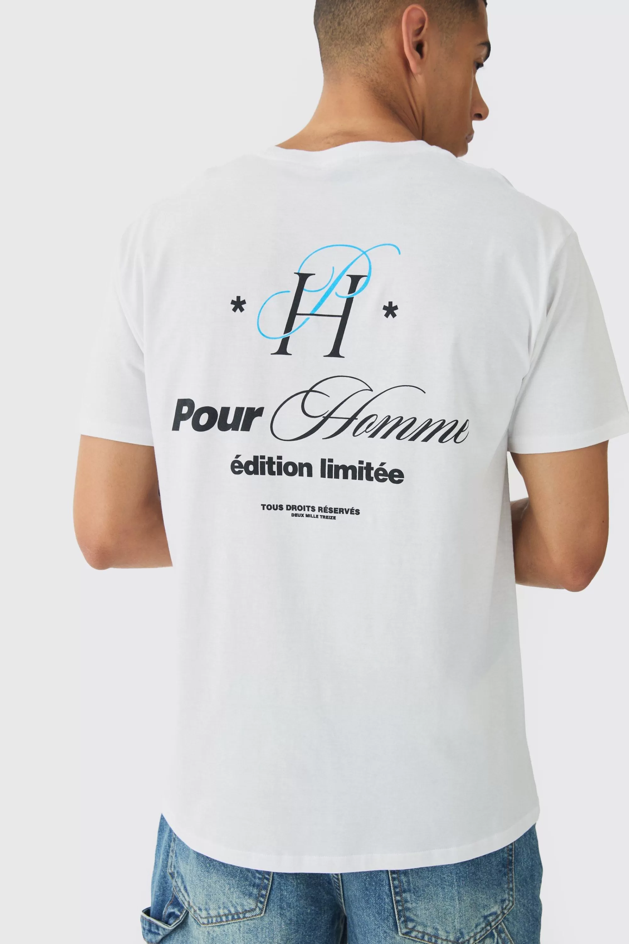 boohooMAN Slim Pour Homme Print T-Shirt | UK white Sale