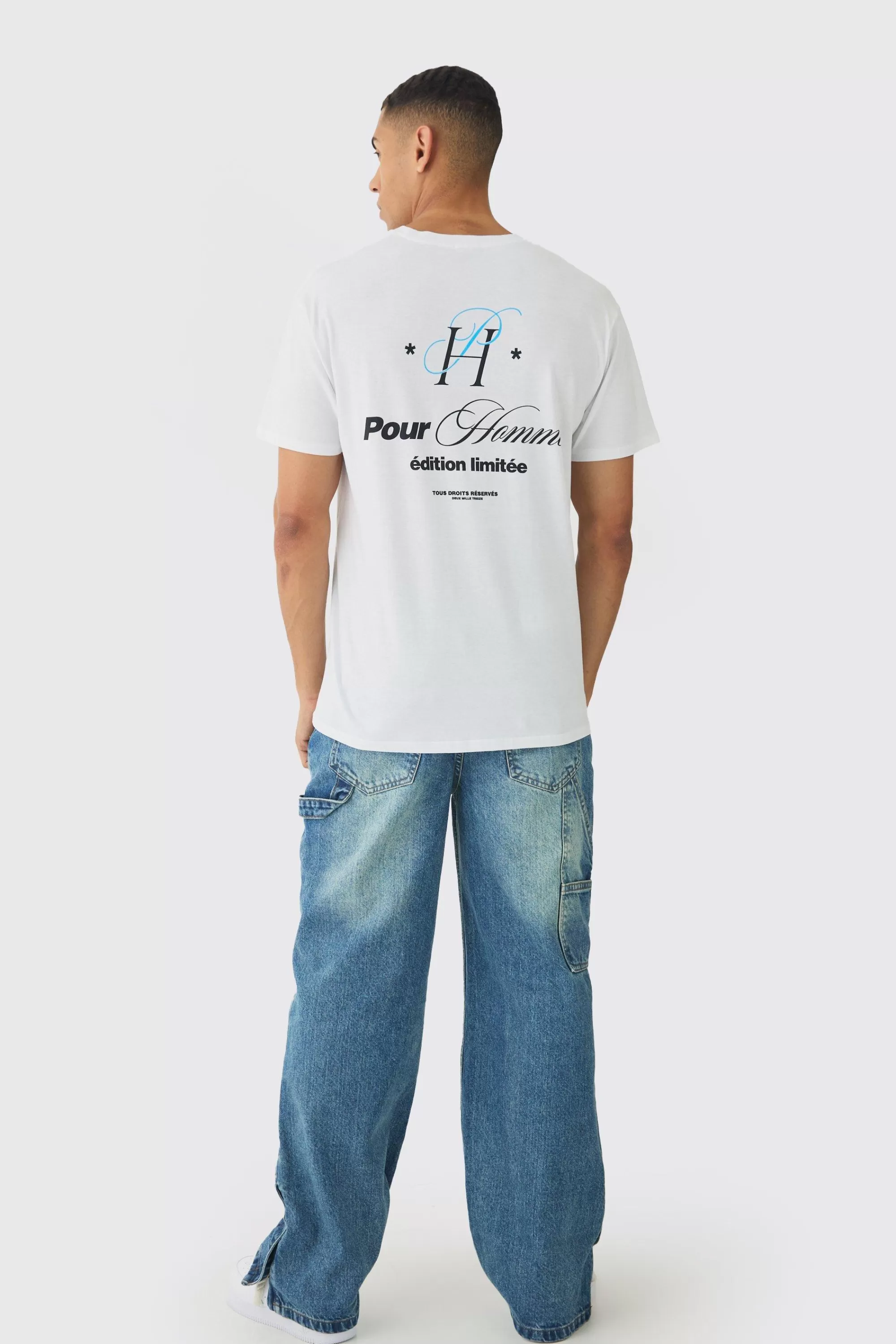 boohooMAN Slim Pour Homme Print T-Shirt | UK white Sale