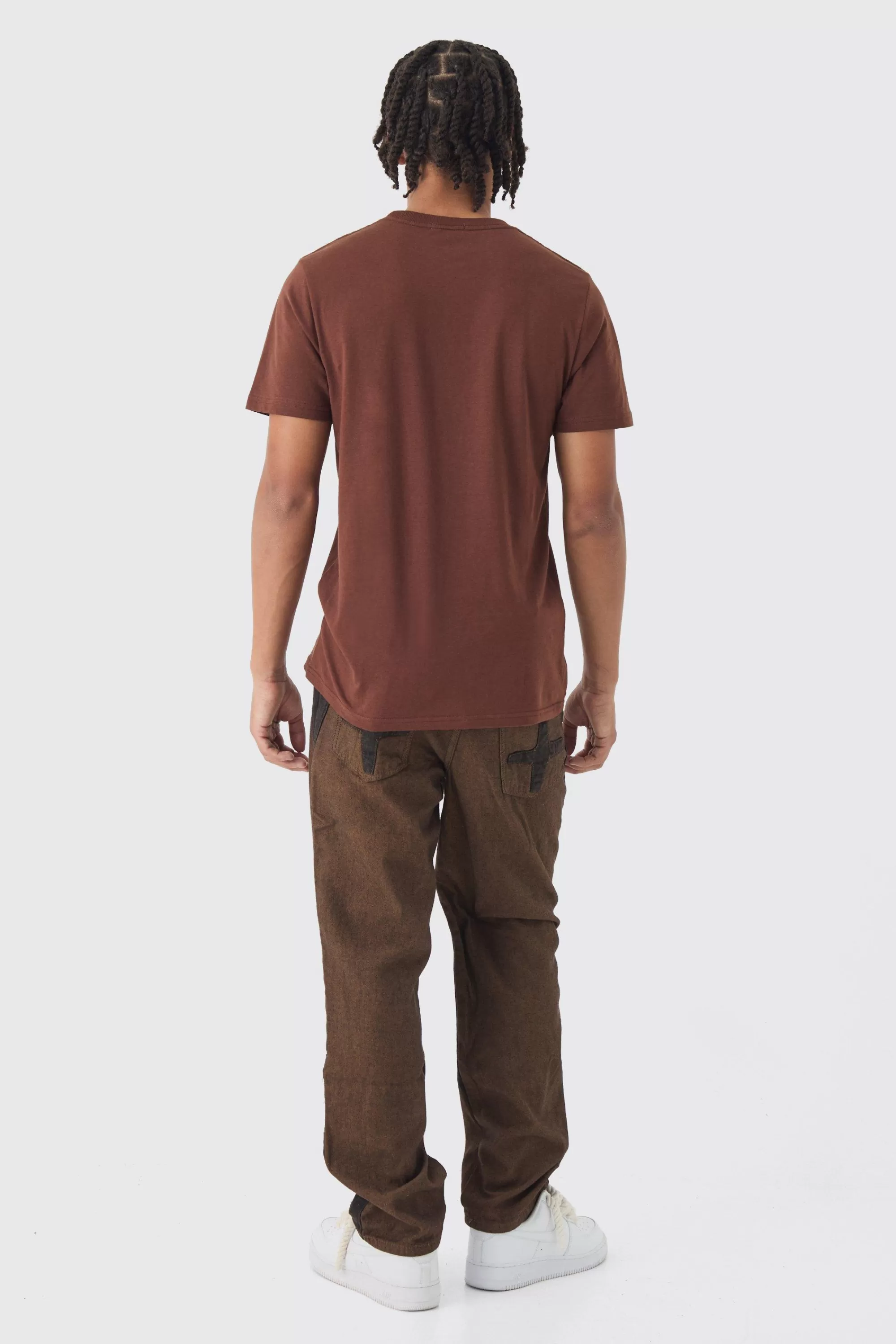 boohooMAN Slim Puff Print T-Shirt | UK chocolate Discount