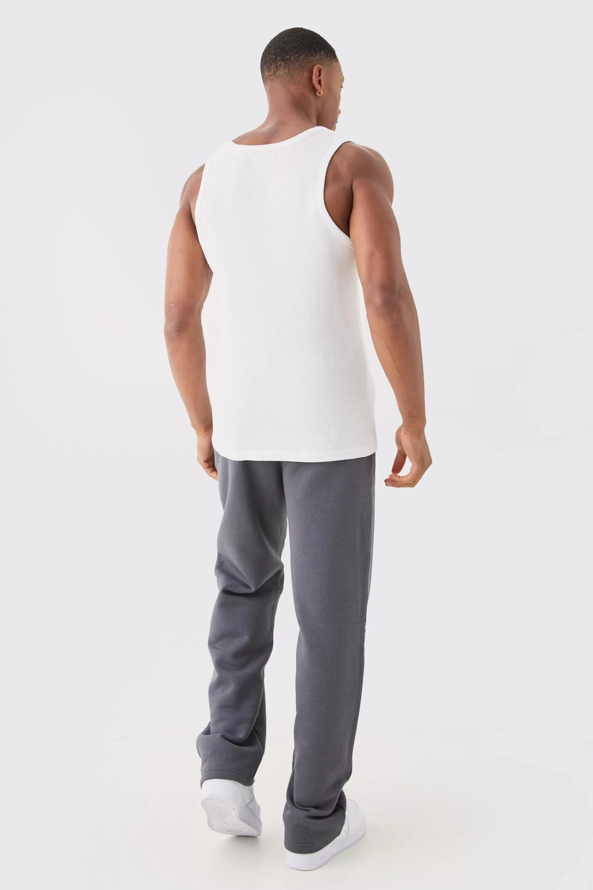 boohooMAN Slim Waffle Vest | UK white Shop