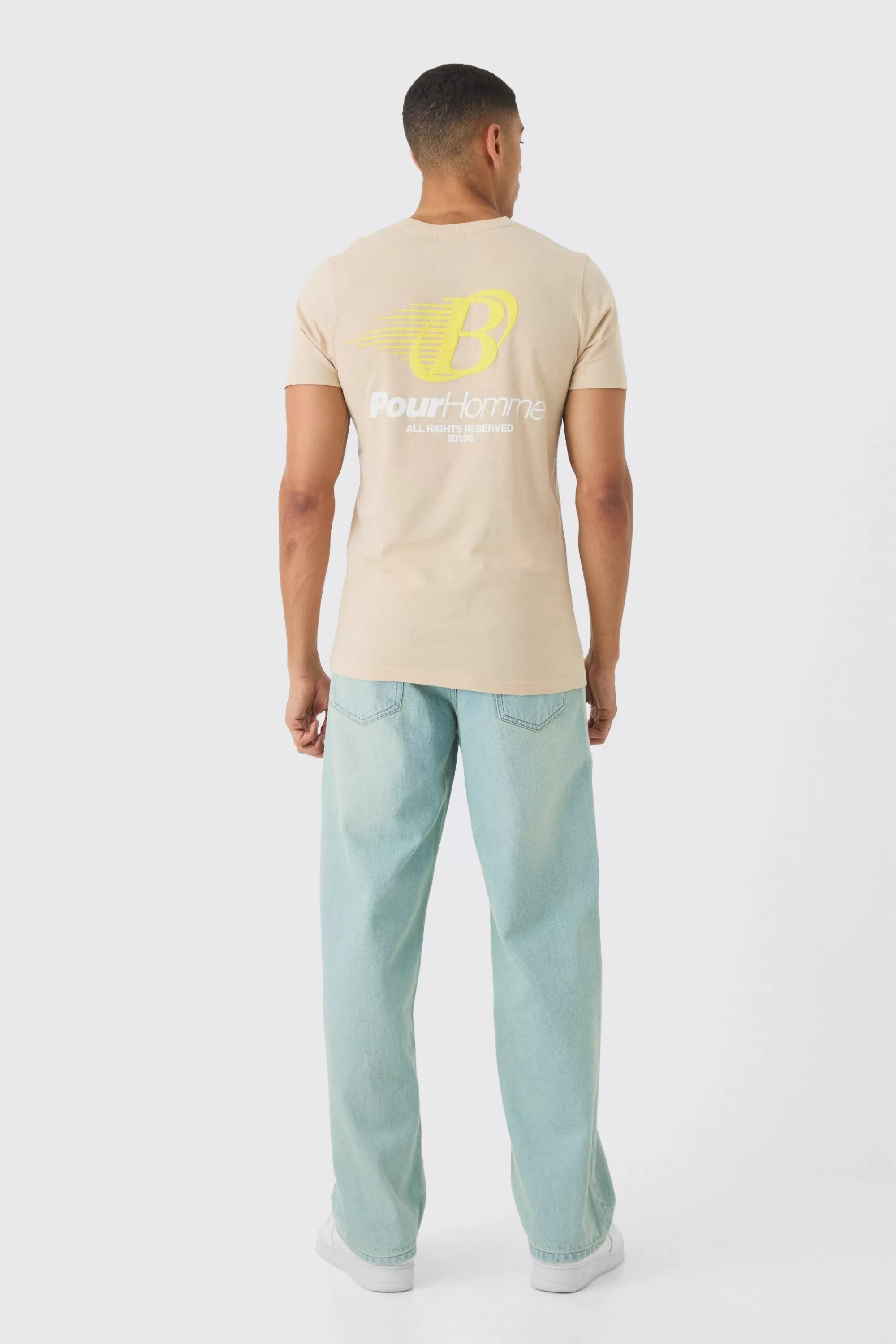 boohooMAN Slim Washed Pour Homme Puff Print T-Shirt | UK sand Store