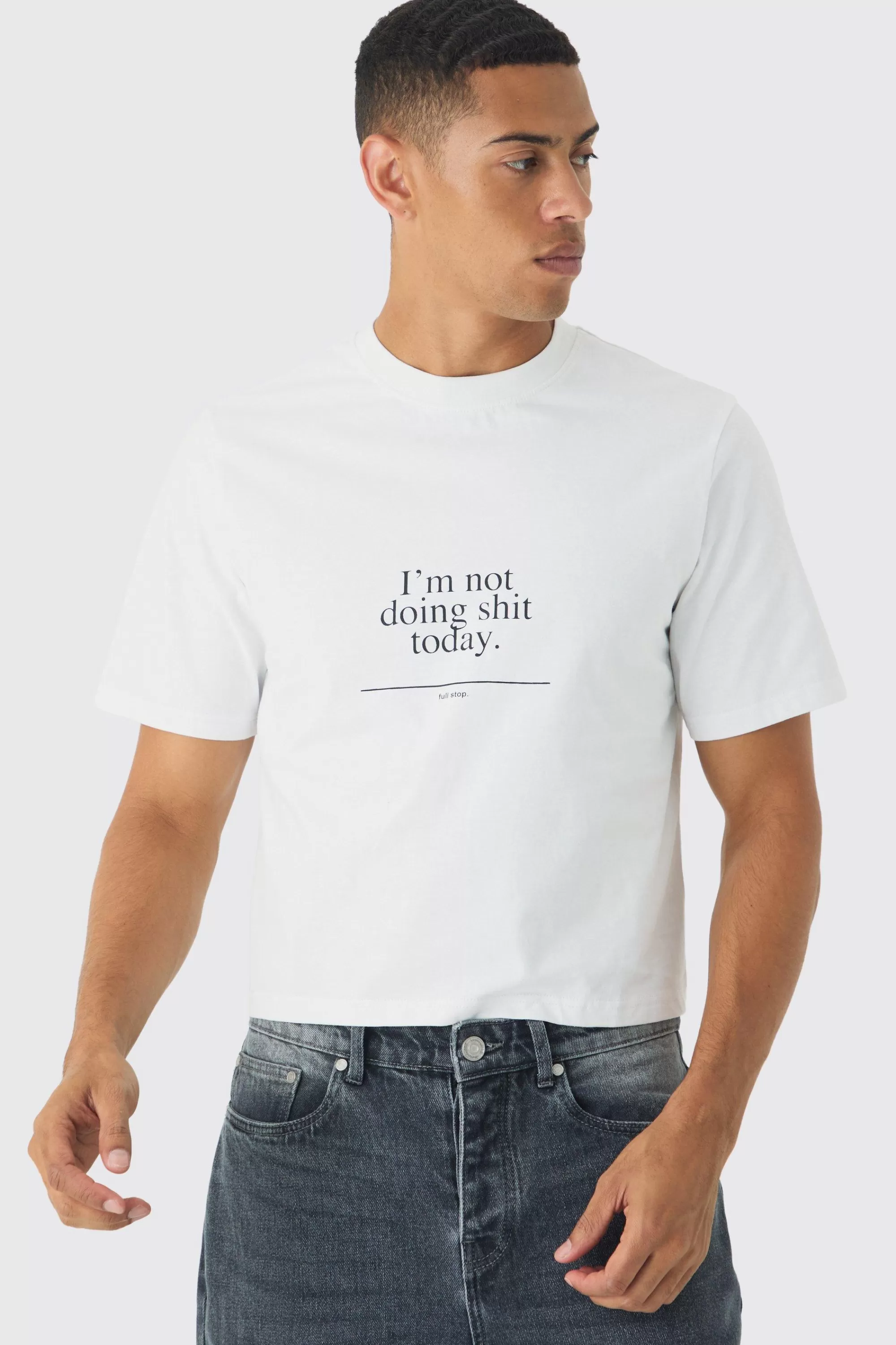 boohooMAN Slogan Print T-shirt | UK white New