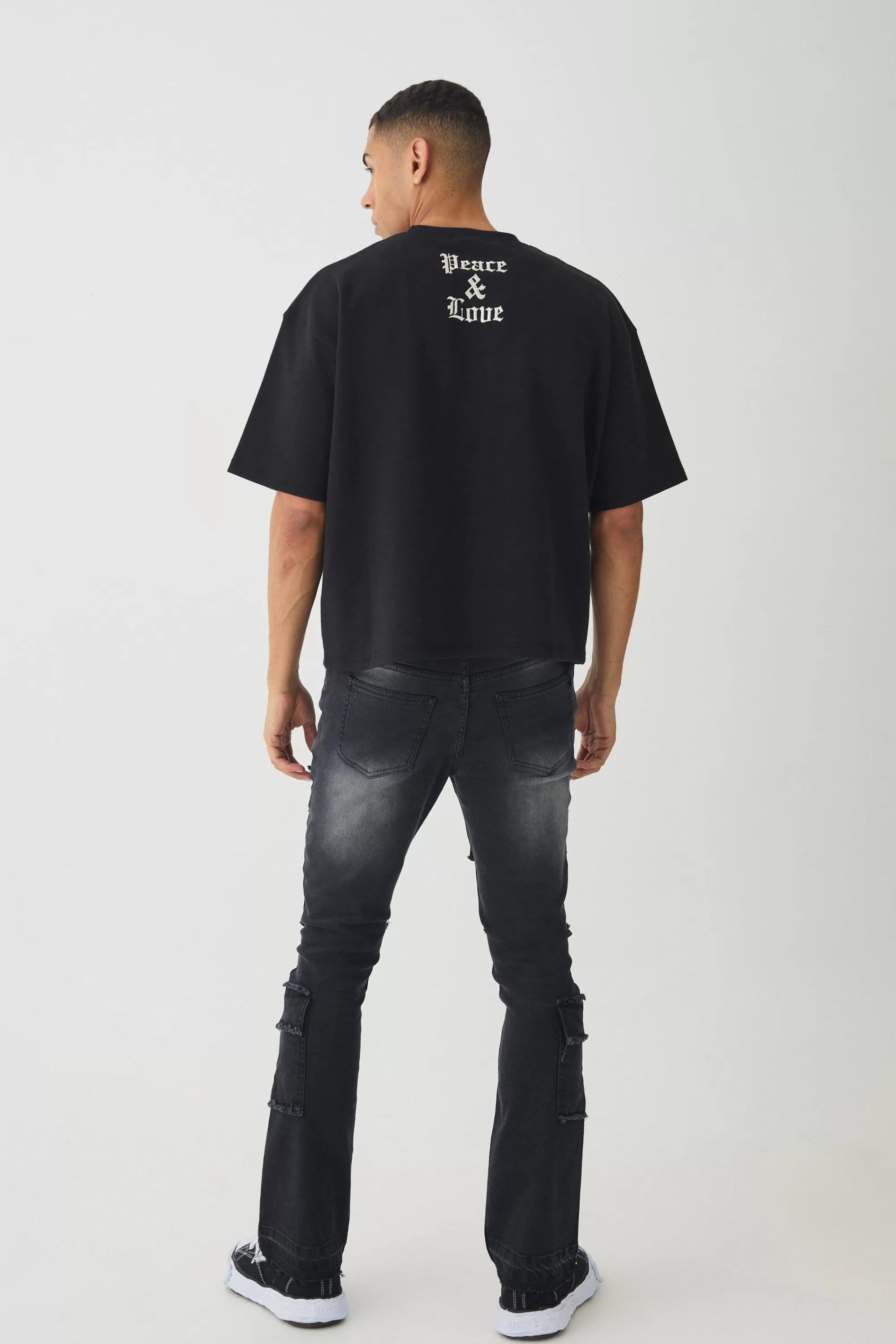 boohooMAN Smart Oversized Boxy Embroidered Interlock T-shirt | UK black Online