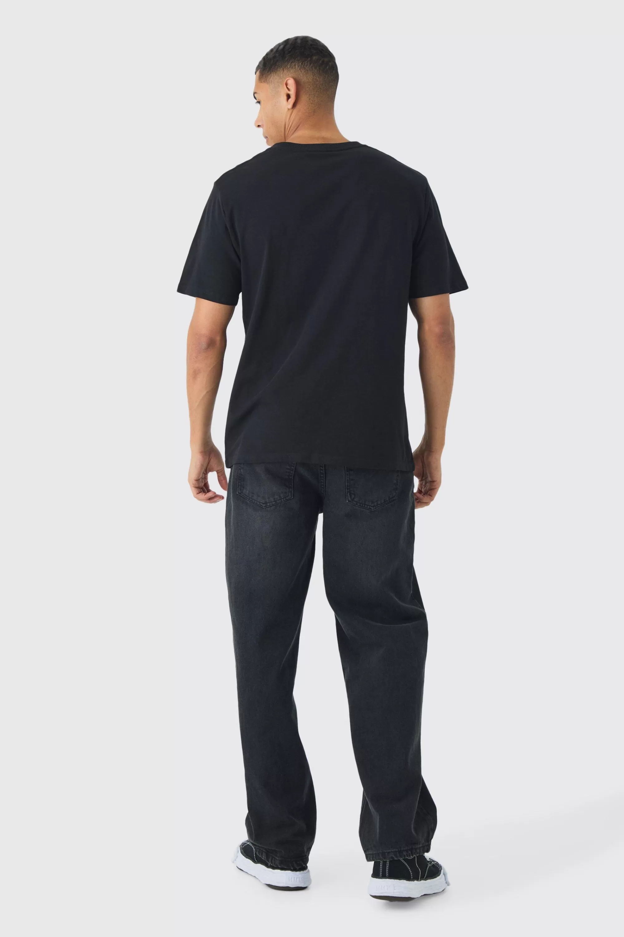 boohooMAN Space Moon Graphic T-Shirt | UK black Online