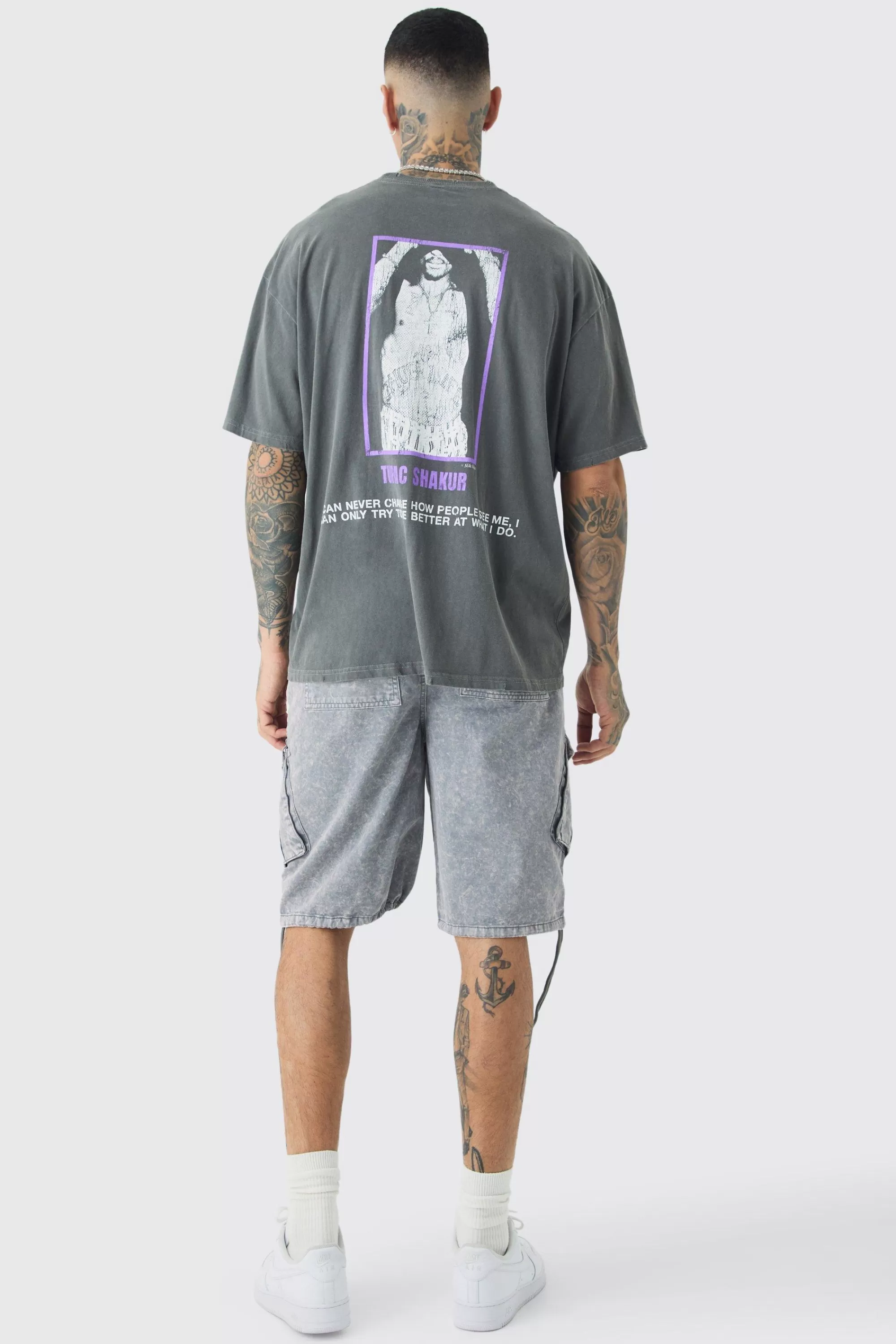 boohooMAN Tall 2 Pac Cross Printed License T-shirt In | UK grey Flash Sale