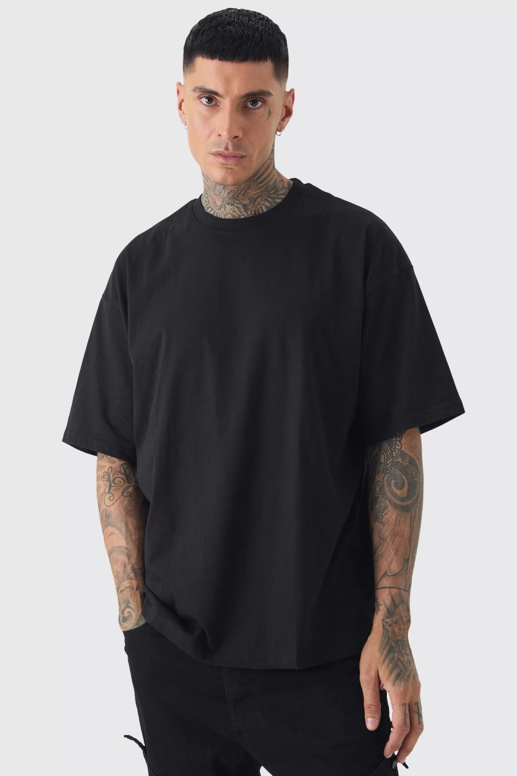 boohooMAN Tall 2 Pack Oversized T-shirt | UK black Shop