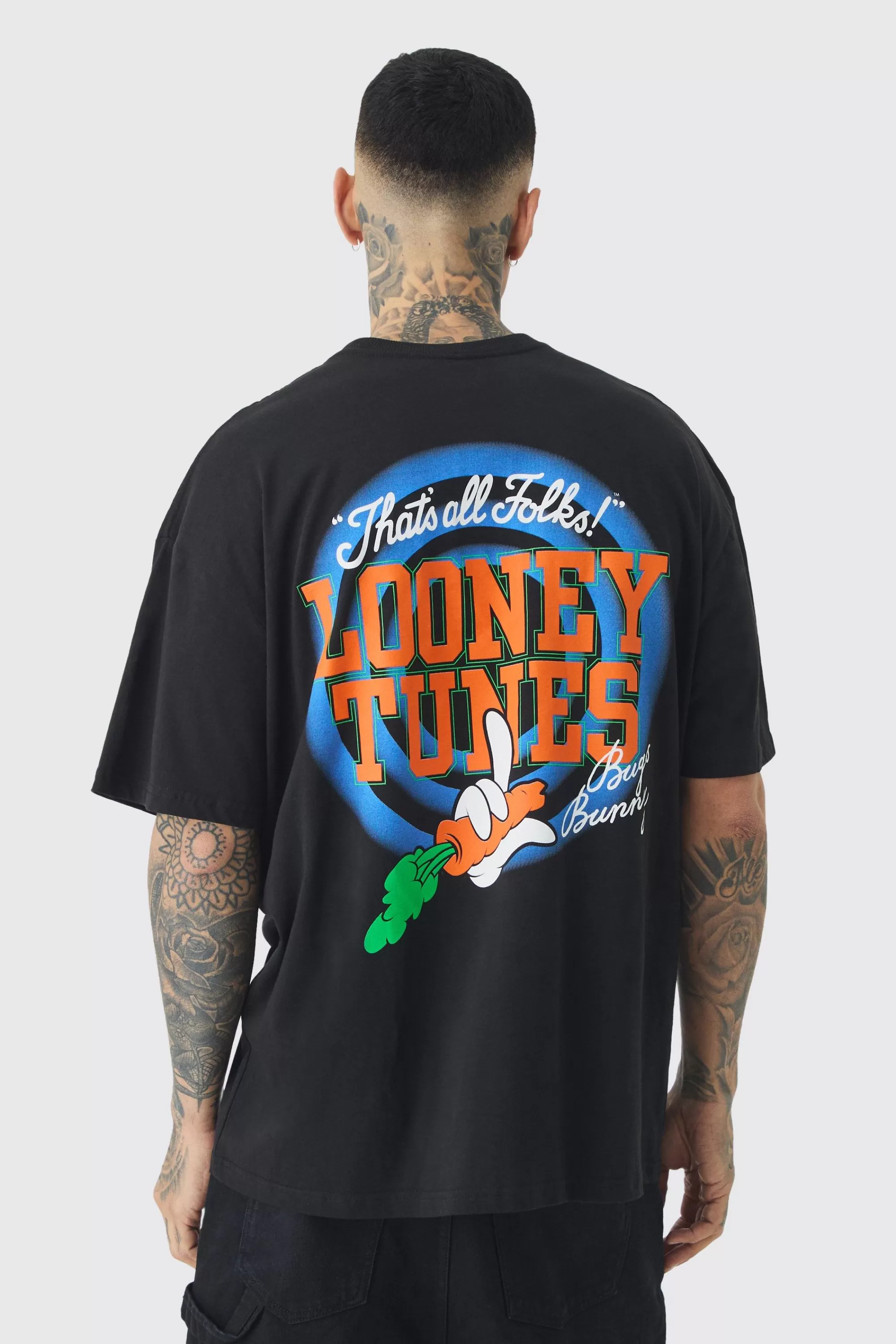 boohooMAN Tall Bugs Bunny Lisence Printed T-shirt In | UK black Sale