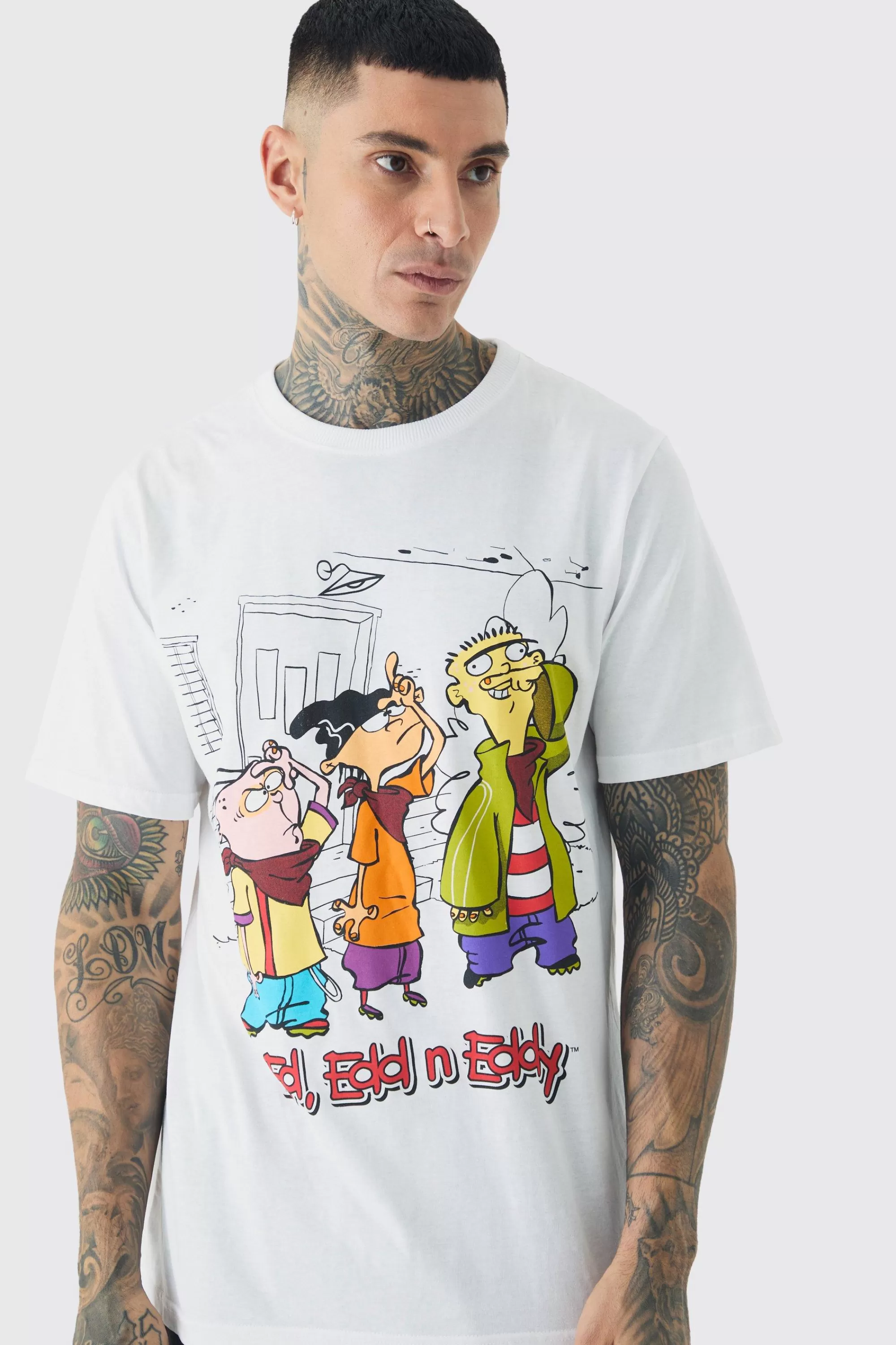 boohooMAN Tall Ed Edd N Eddy License Print T-shirt In | UK white Clearance