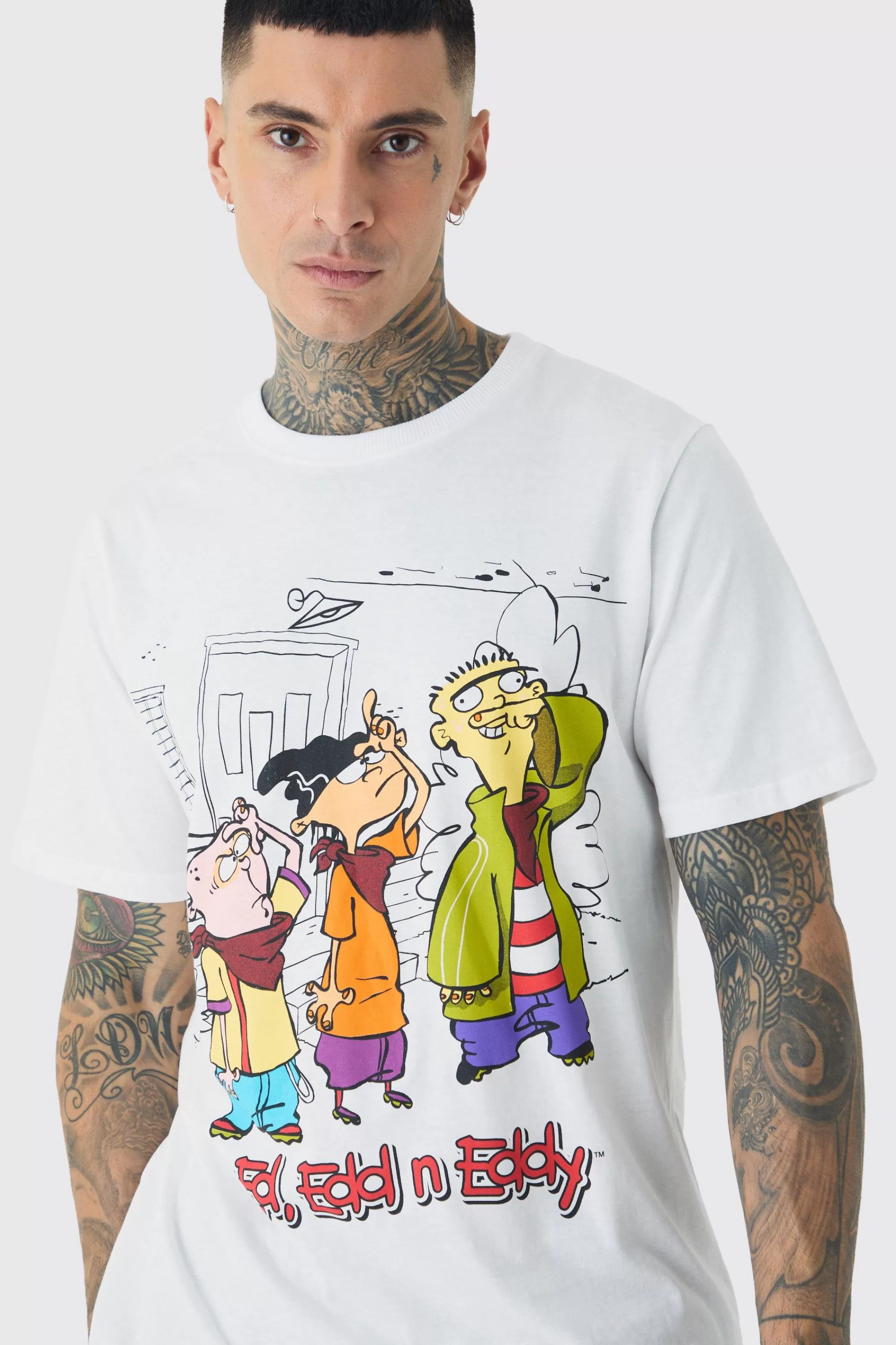 boohooMAN Tall Ed Edd N Eddy License Print T-shirt In | UK white Clearance