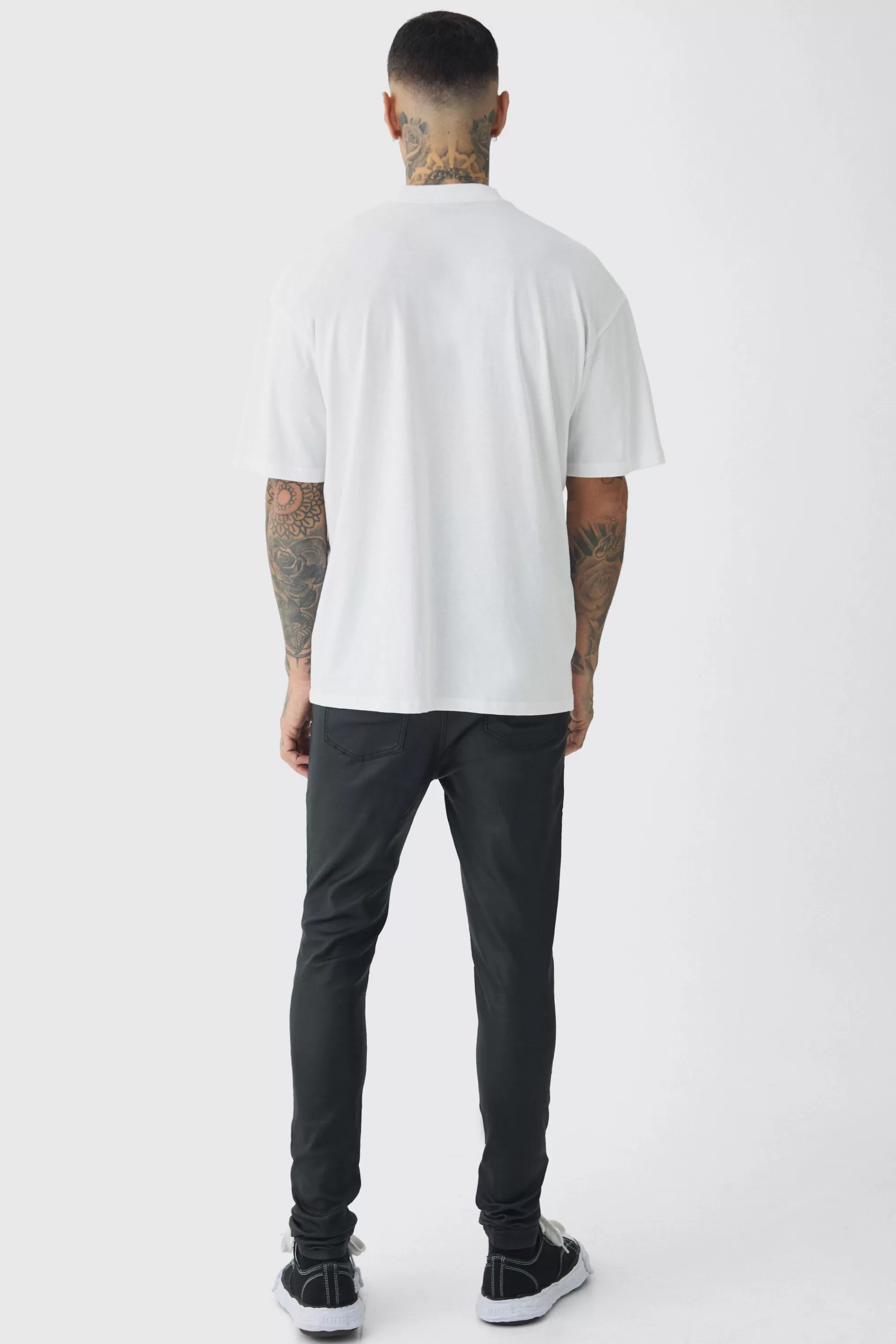 boohooMAN Tall Extended Neck Cherub Graphic Oversized T-Shirt | UK white Best