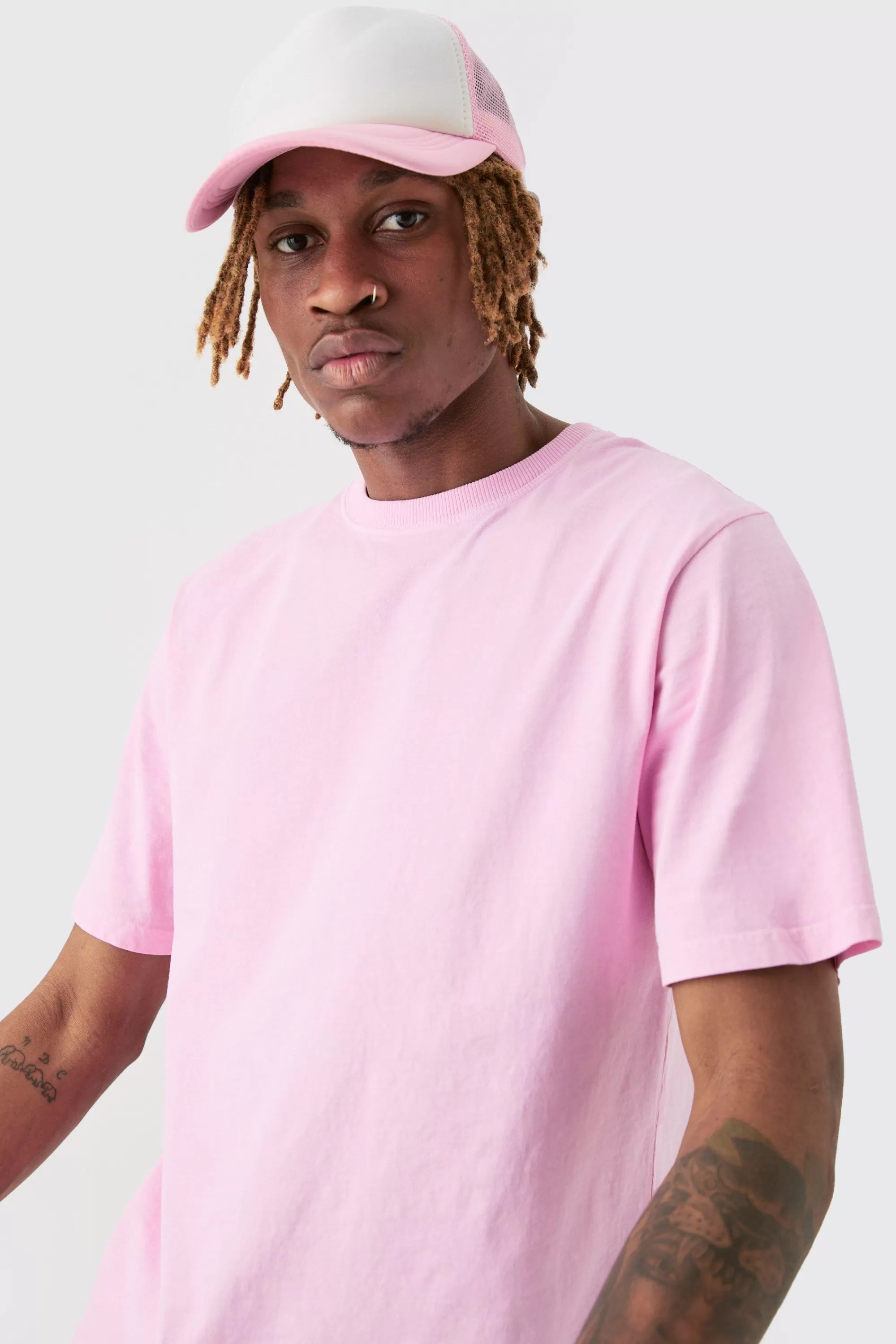 boohooMAN Tall Limited Edition Floral Graphic Backprint T-shirt In | UK pink Cheap