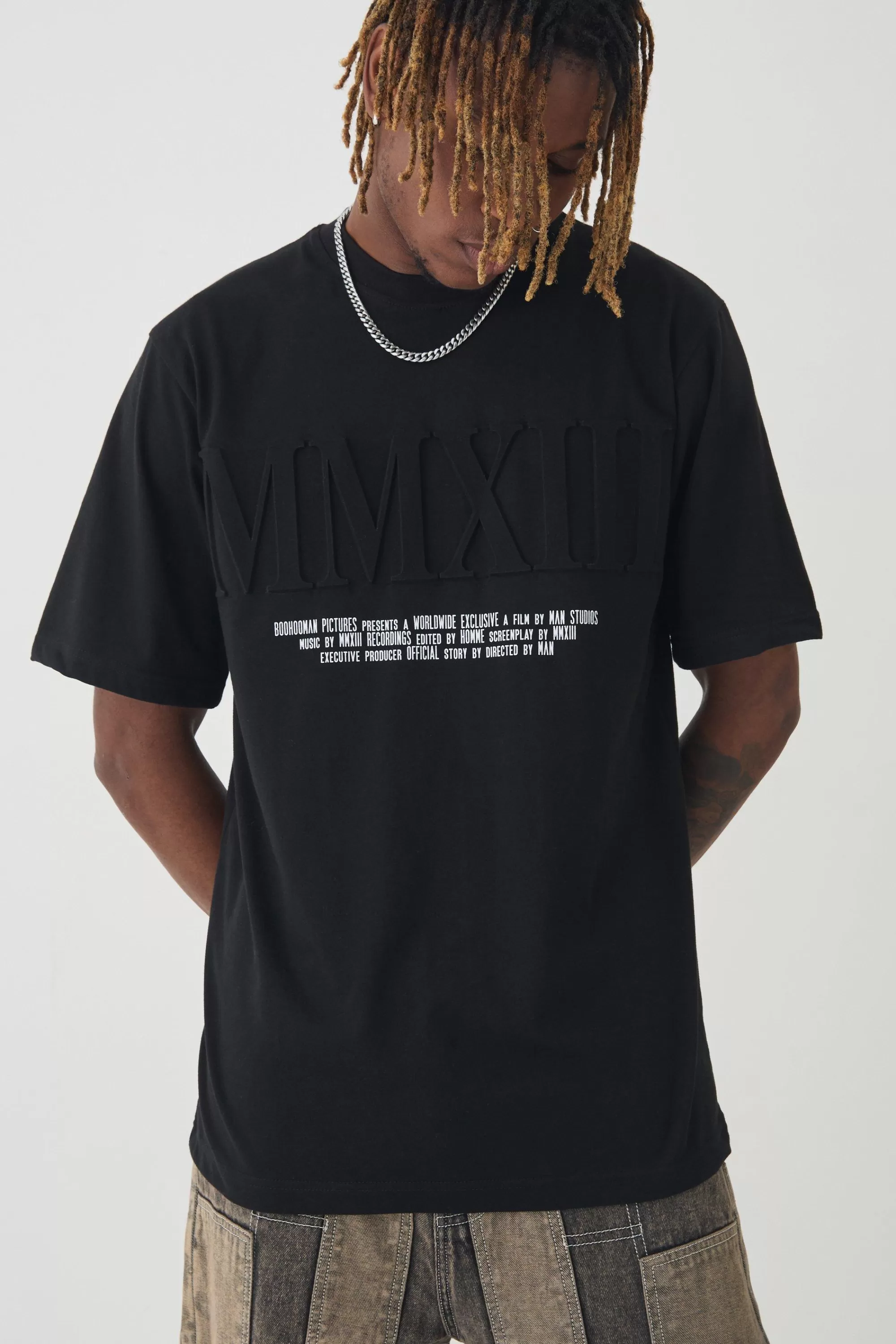 boohooMAN Tall MMXIII Debossed T-shirt In | UK black Best