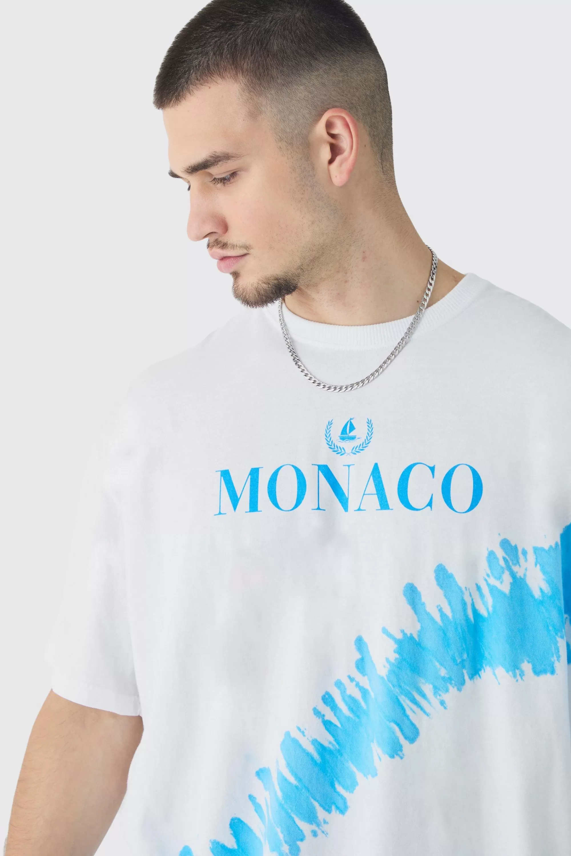 boohooMAN Tall Monaco Tie Dye Printed T-shirt In | UK white Cheap