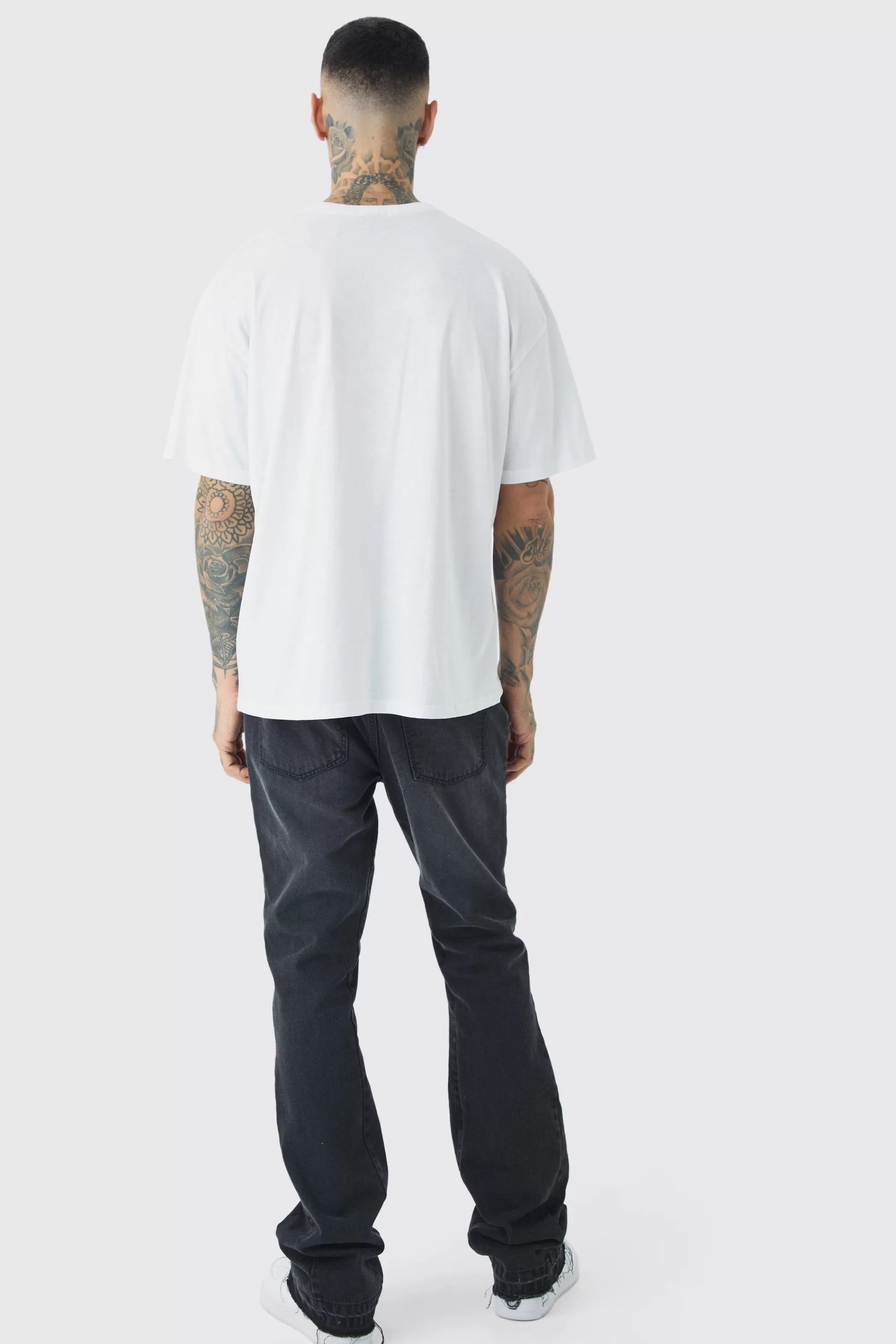 boohooMAN Tall Mono Abstract Floral Printed T-shirt In | UK white Fashion