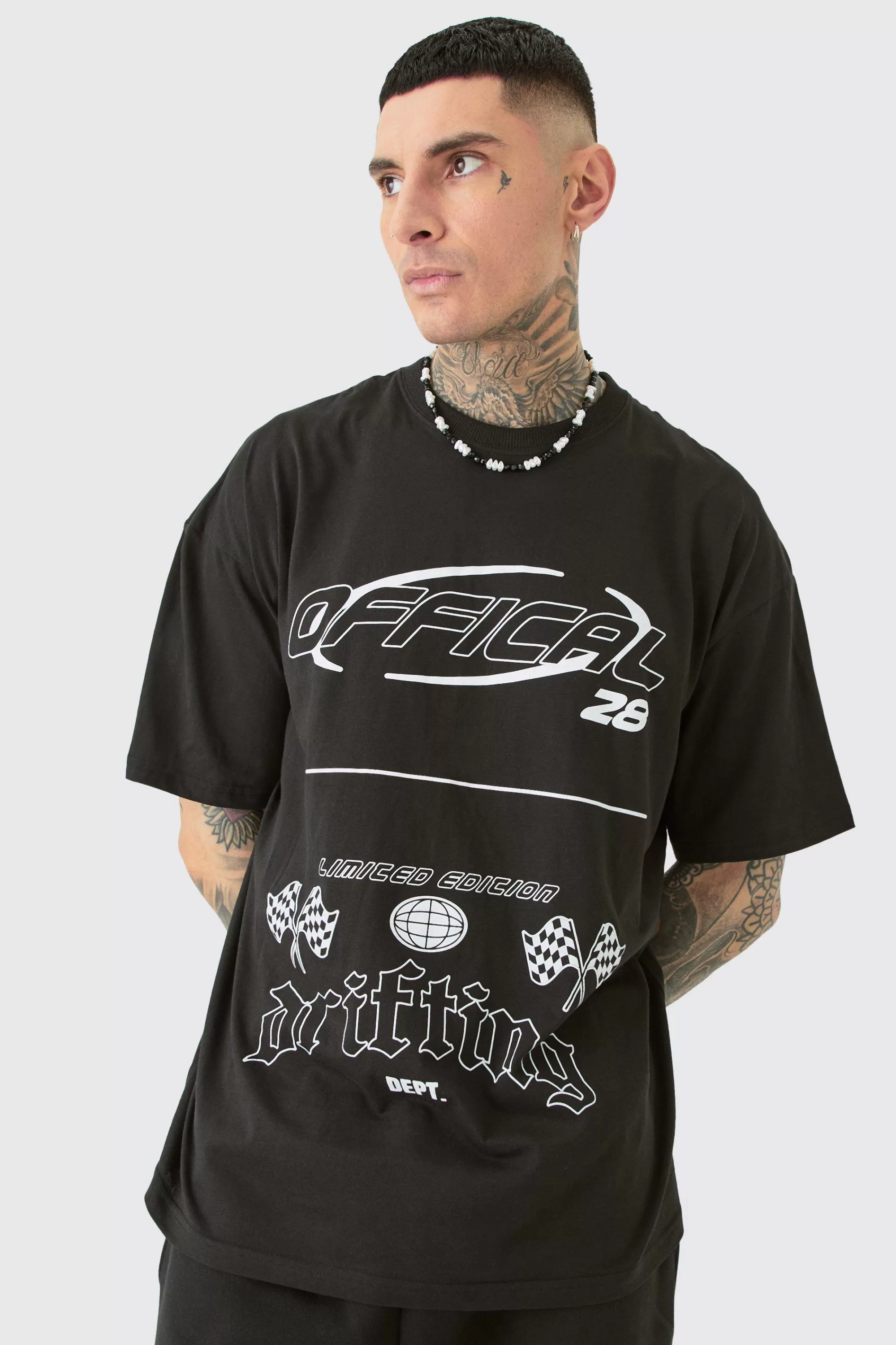 boohooMAN Tall Mono Moto Graphic T-shirt | UK black Discount