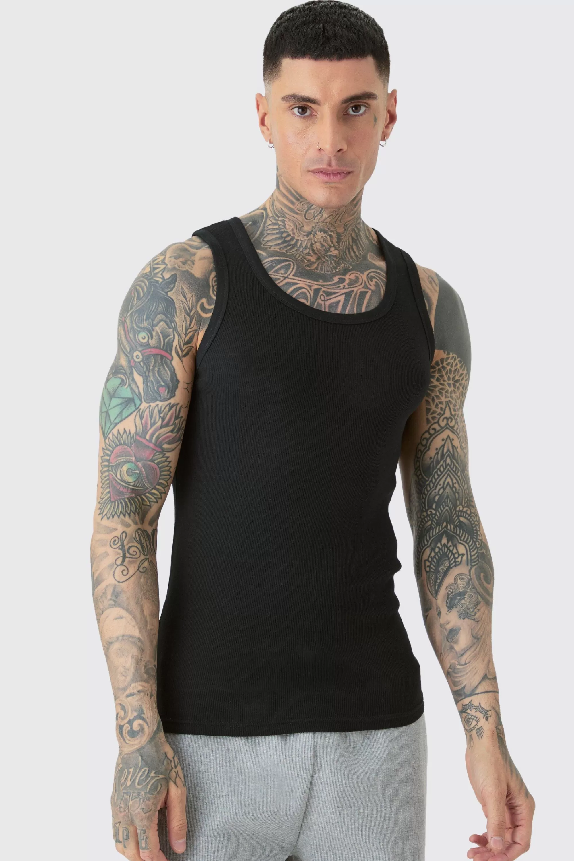 boohooMAN Tall Muscle Fit Vest | UK Clearance