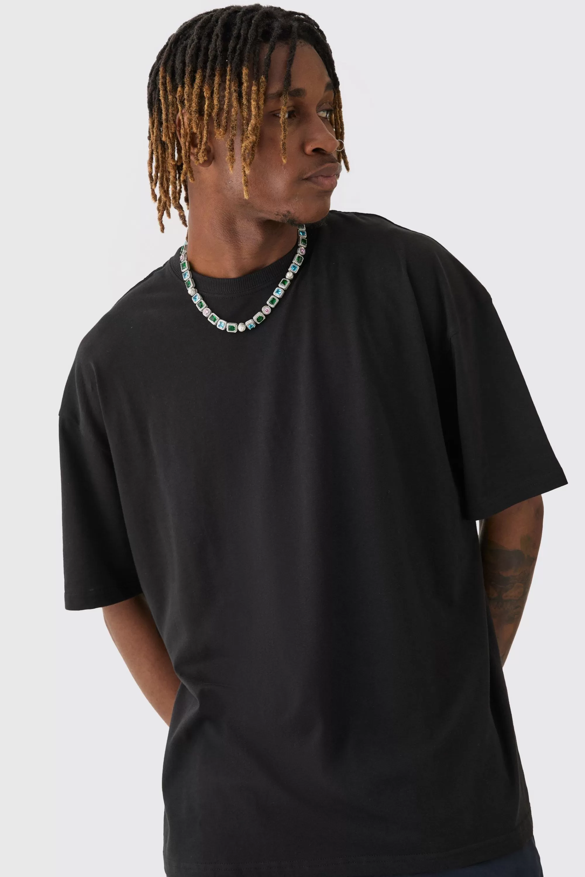 boohooMAN Tall Oversized California Landscape Back Print T-shirt | UK black Cheap