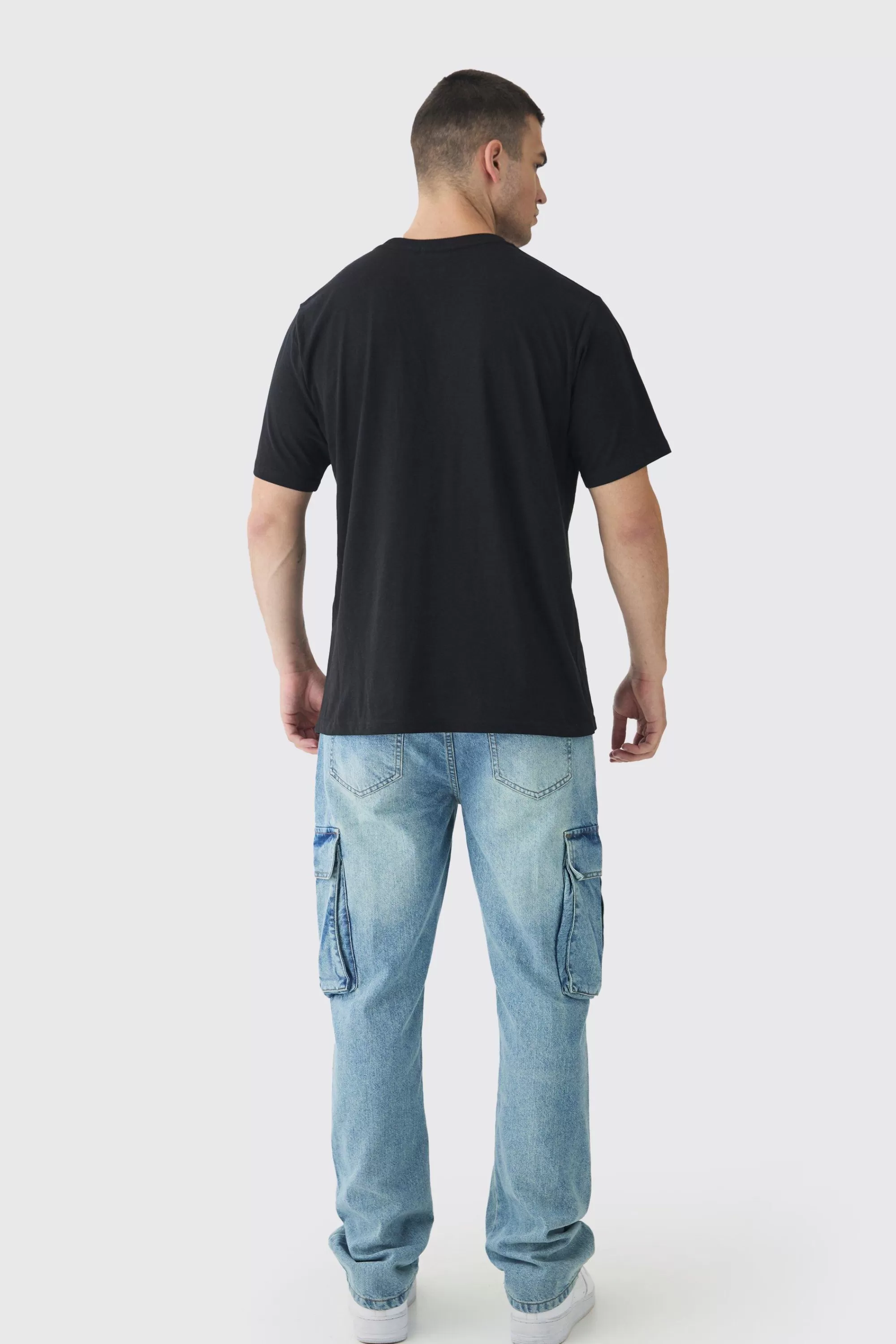 boohooMAN Tall Oversized Cherry Rhinestone Printed T-Shirt In | UK black Store