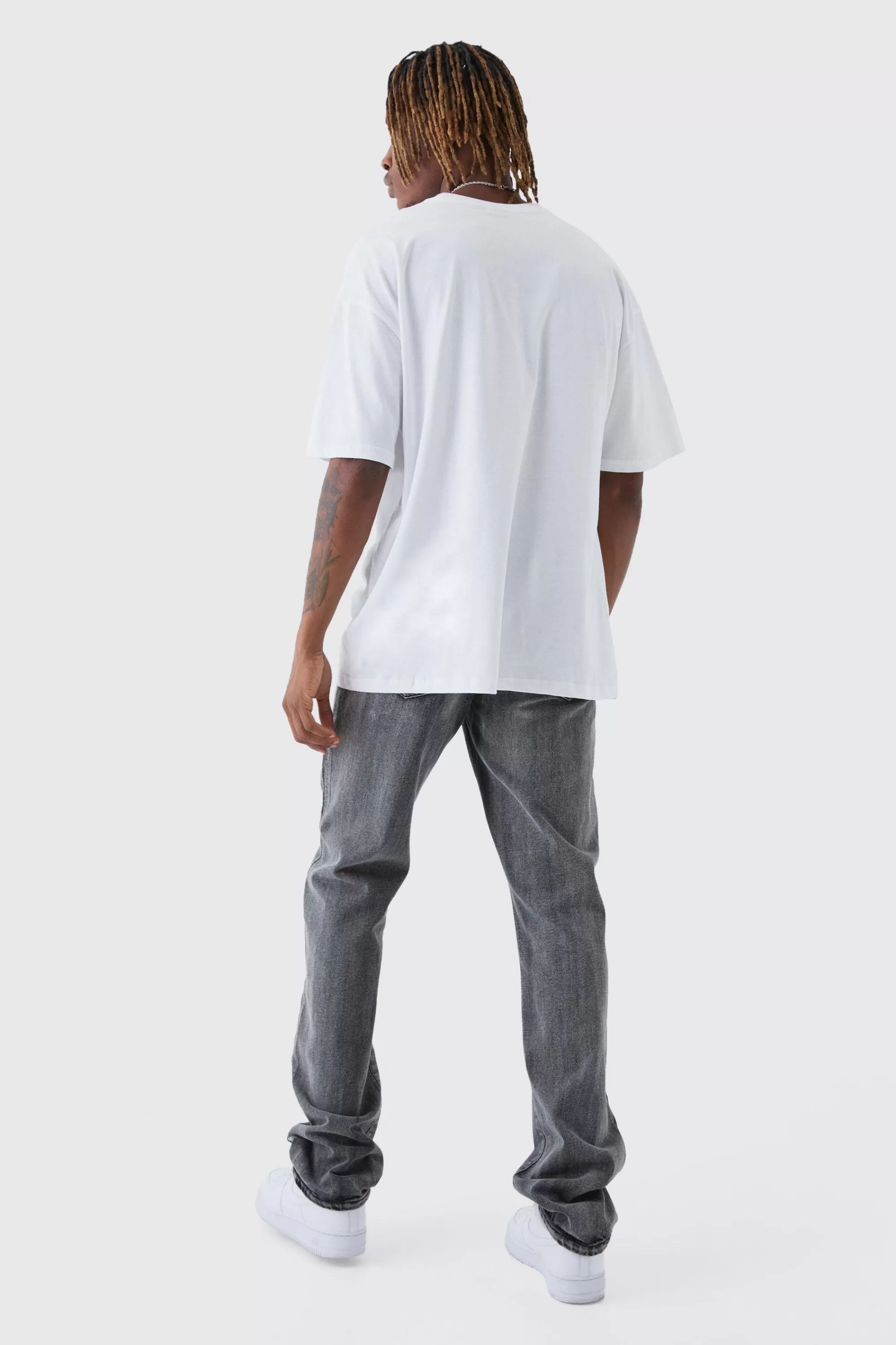 boohooMAN Tall Oversized Chicago Varsity Graphic T-Shirt | UK white Best Sale
