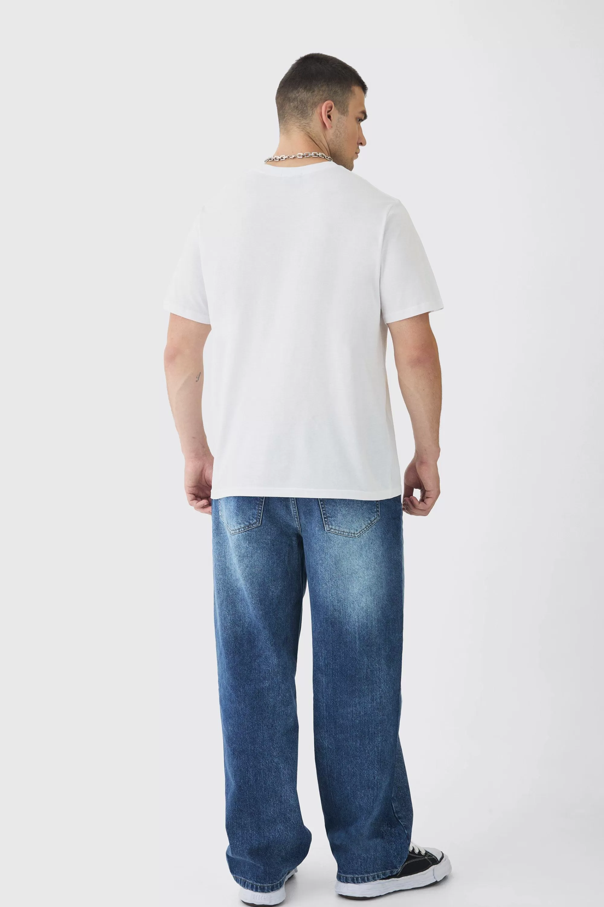boohooMAN Tall Oversized Cross Rhinestone Printed T-Shirt In | UK white Sale
