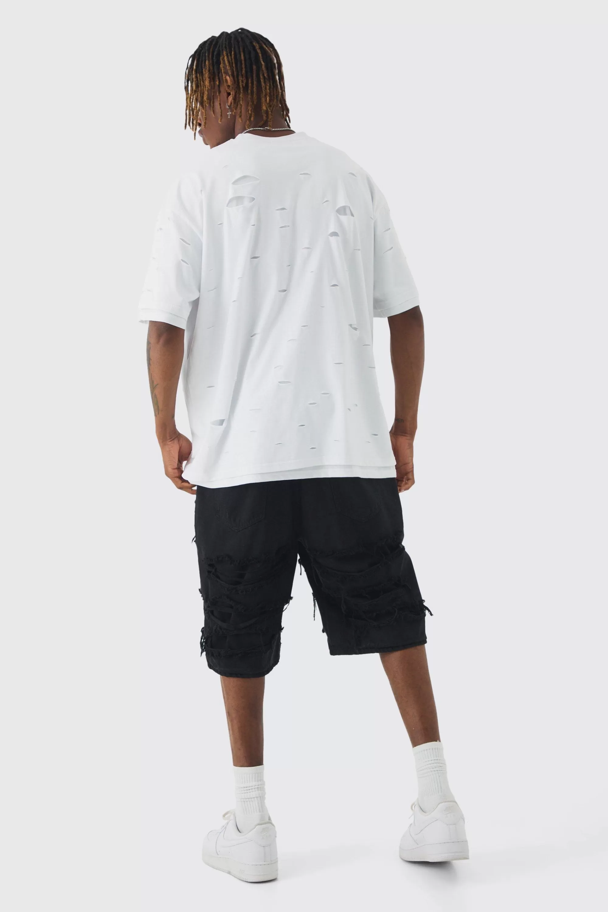 boohooMAN Tall Oversized Double Layer Worldwide T-shirt | UK white Discount