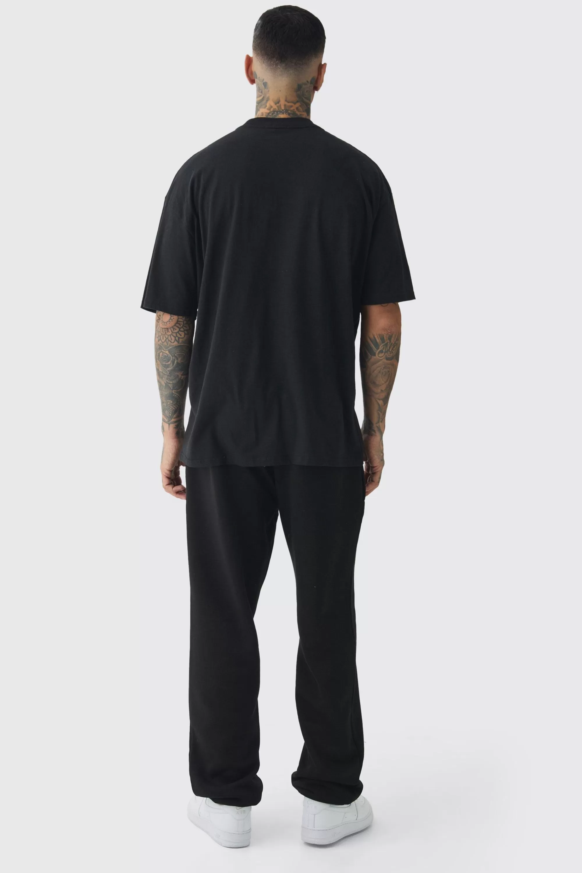 boohooMAN Tall Oversized Extended Neck MMXIII Large Scale Print T-Shirt | UK black Hot