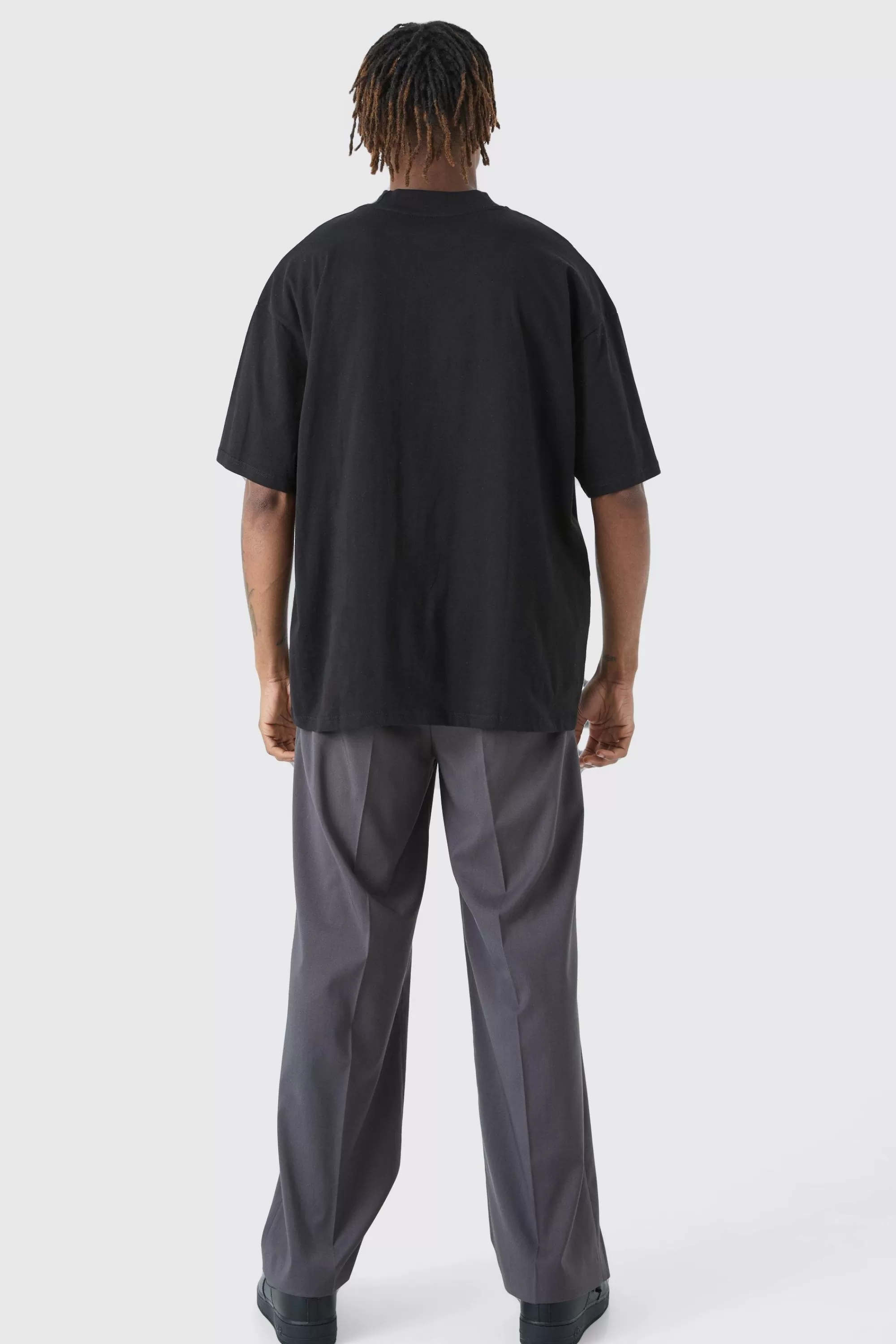 boohooMAN Tall Oversized Extended Neck T-shirt | UK black Sale