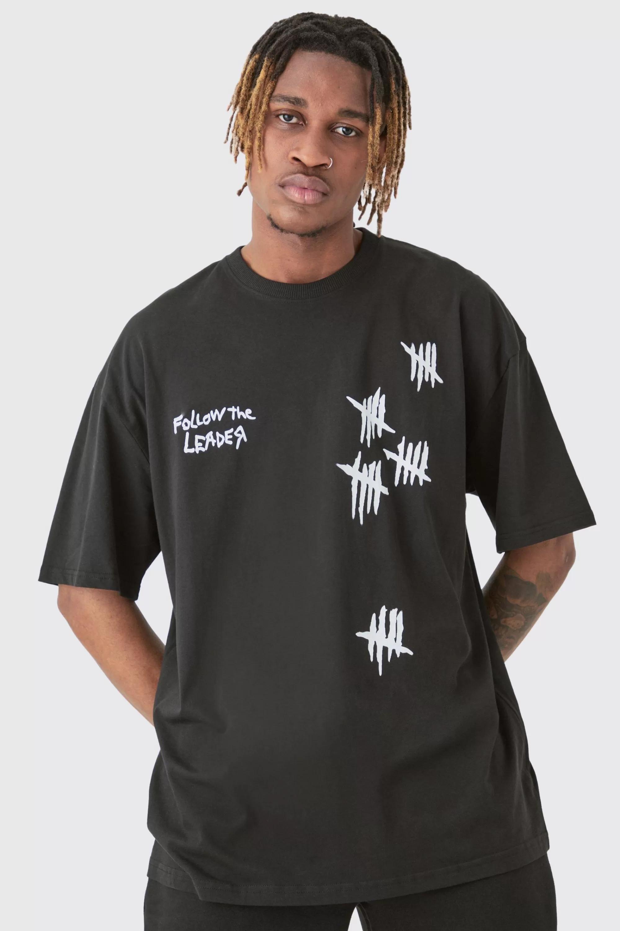 boohooMAN Tall Oversized Korn License T-shirt In | UK black Outlet