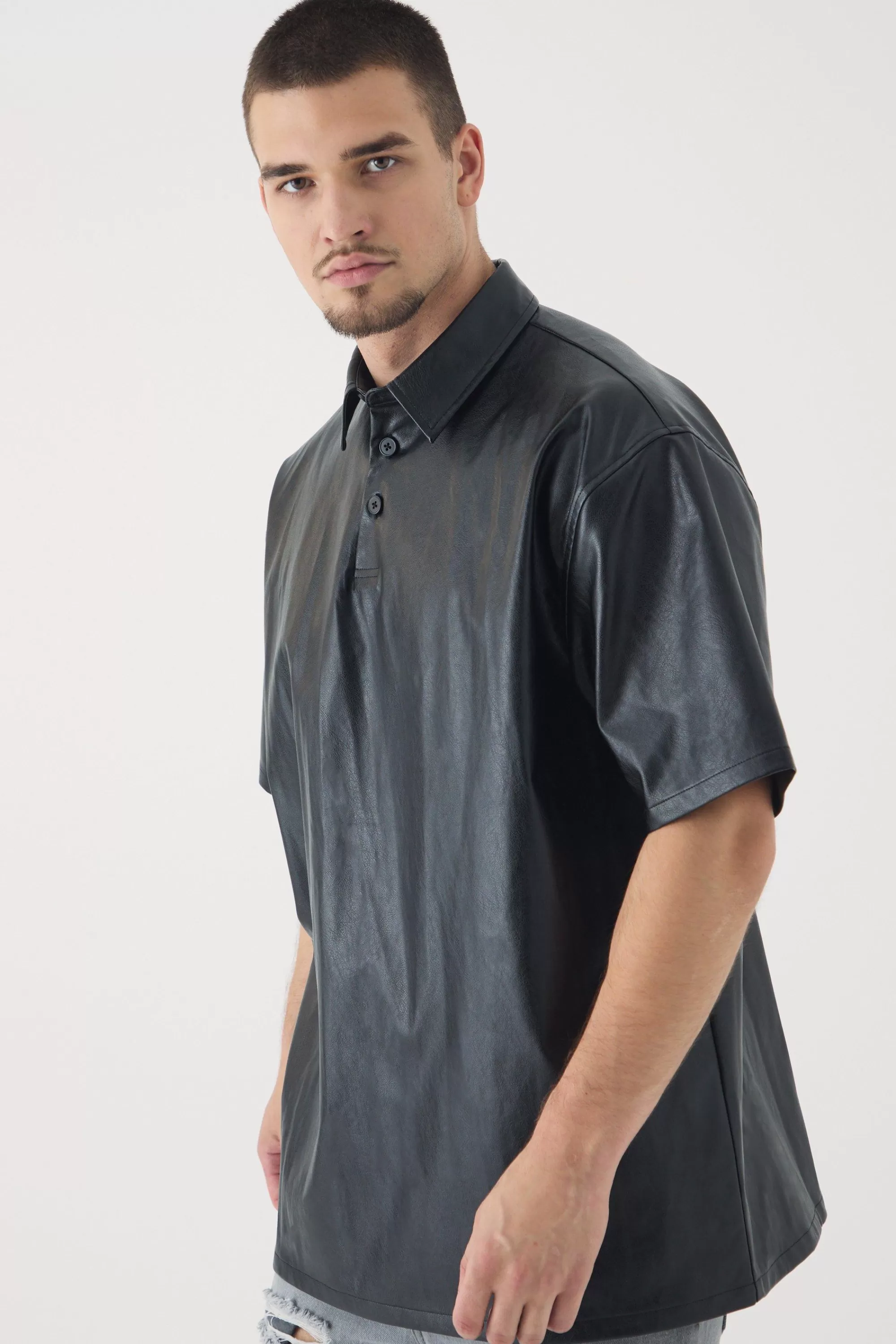 boohooMAN Tall Oversized Rugby Polo Shirt | UK black Best