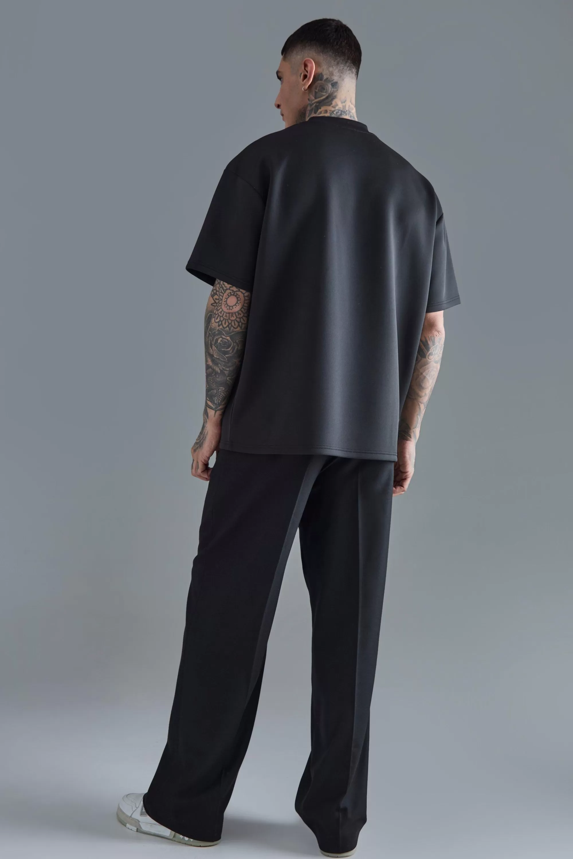 boohooMAN Tall Oversized Scuba T-shirt | UK black Online