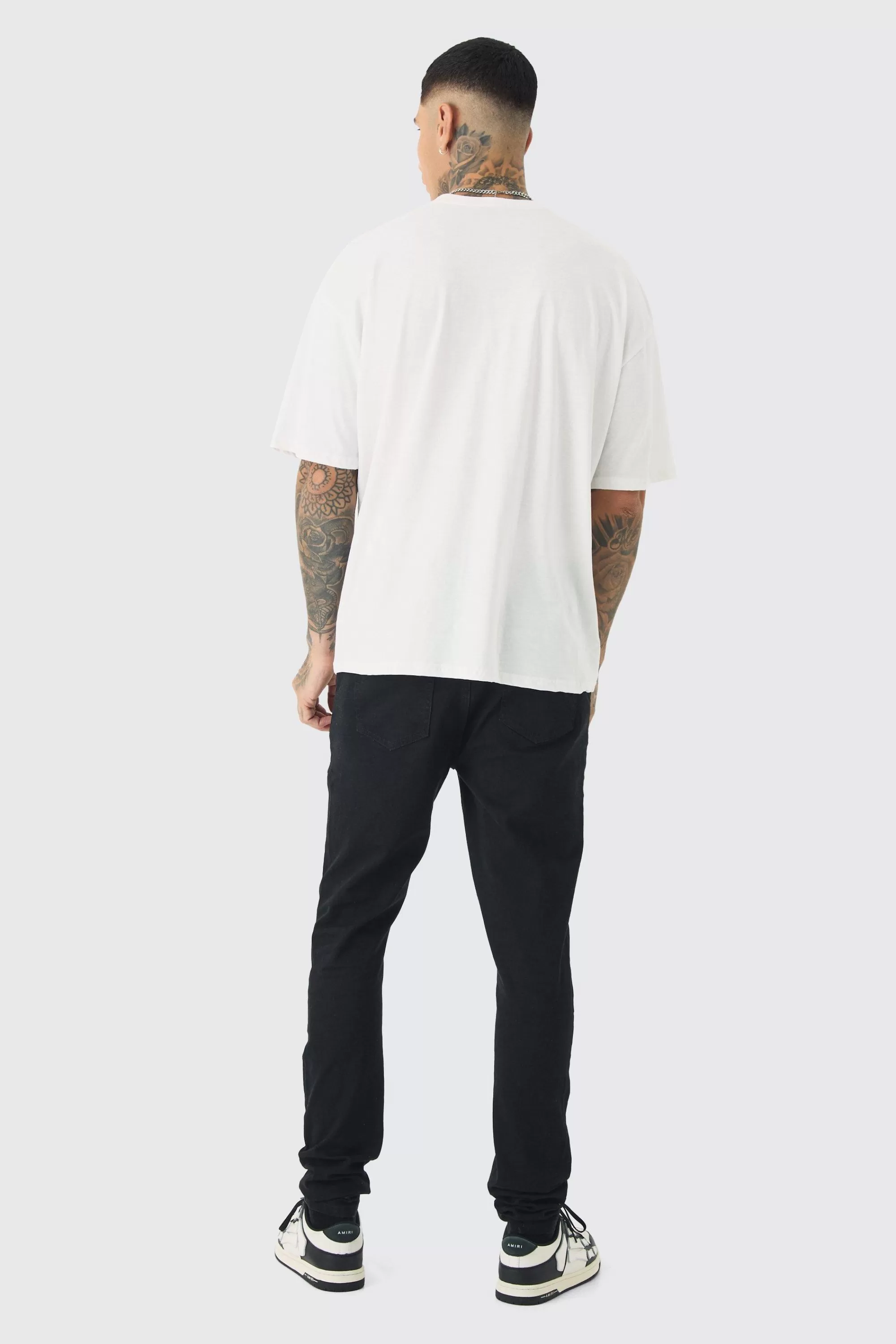 boohooMAN Tall Oversized Sold Out Print T-shirt | UK white New