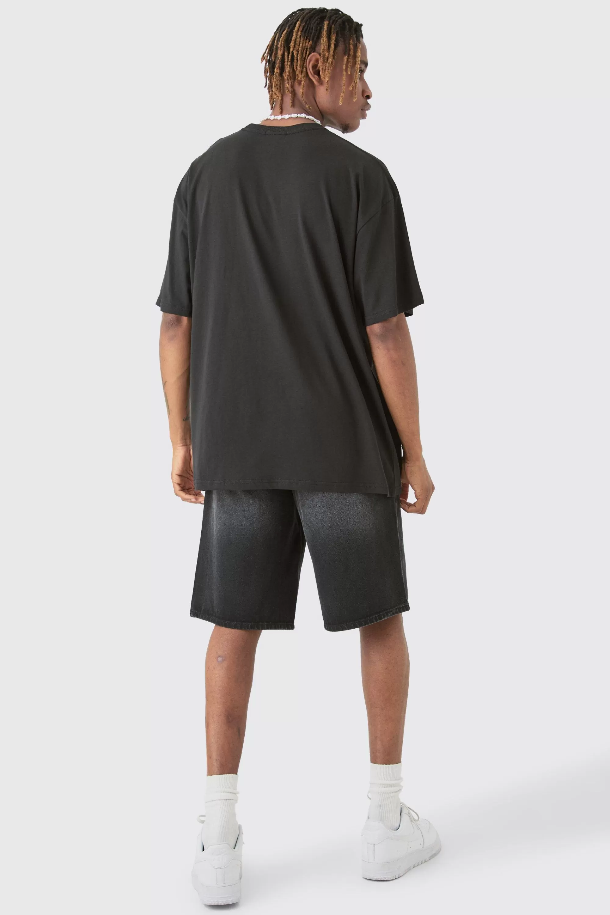 boohooMAN Tall Oversized Stencil Floral Embroidered T-shirt In | UK black Flash Sale