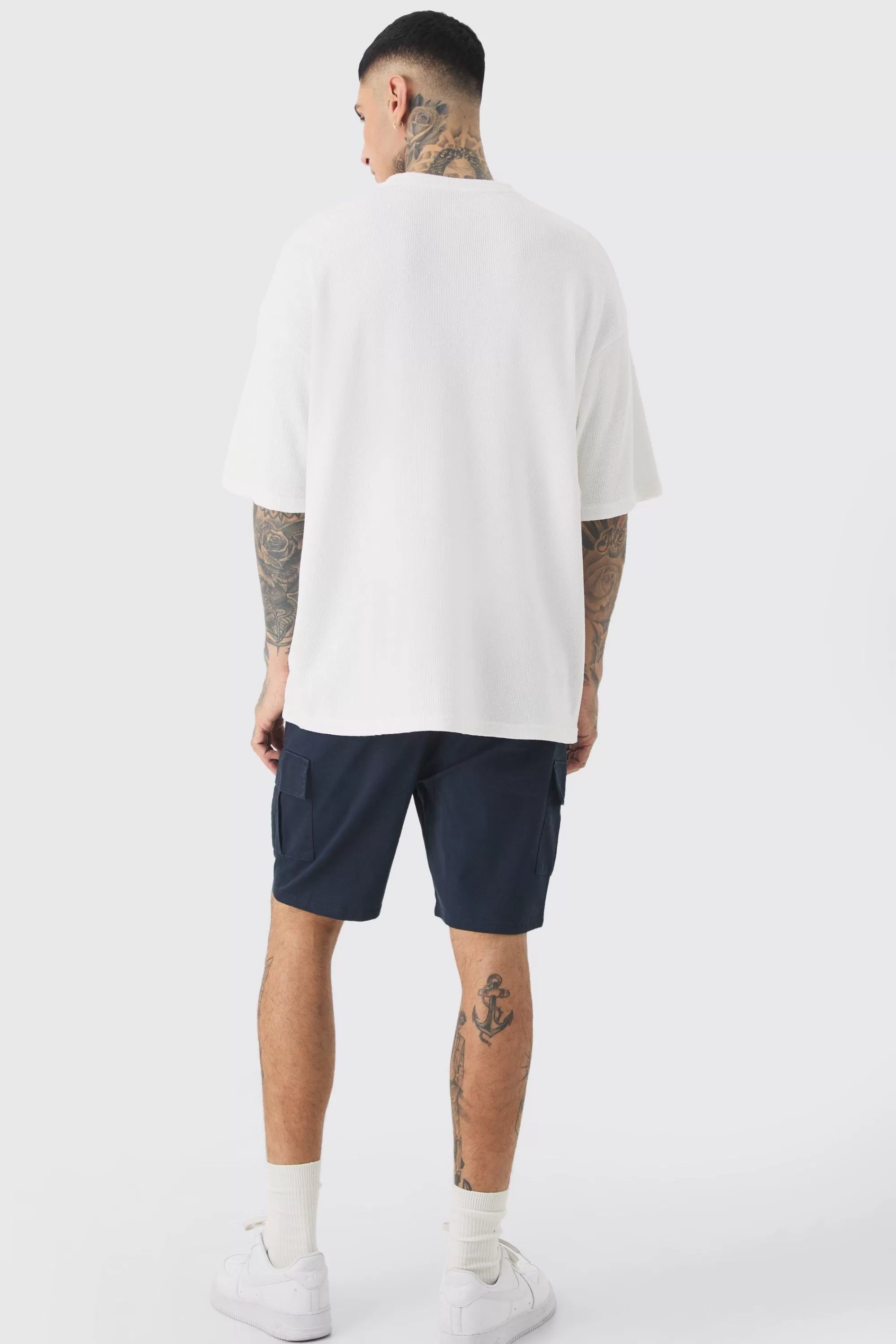 boohooMAN Tall Oversized Waffle T-shirt | UK white Online
