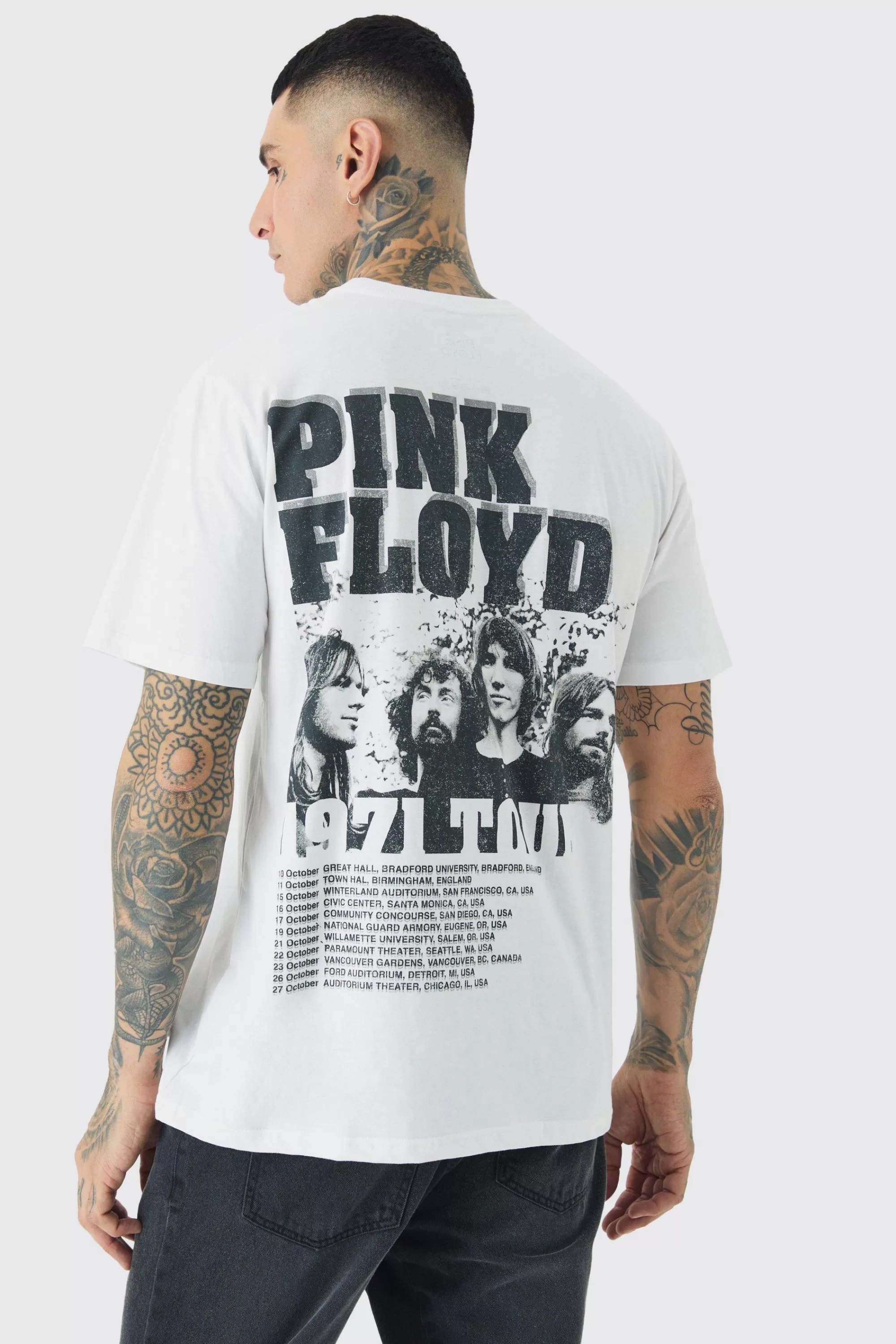 boohooMAN Tall Pink Floyd License Print T-shirt In | UK white Best