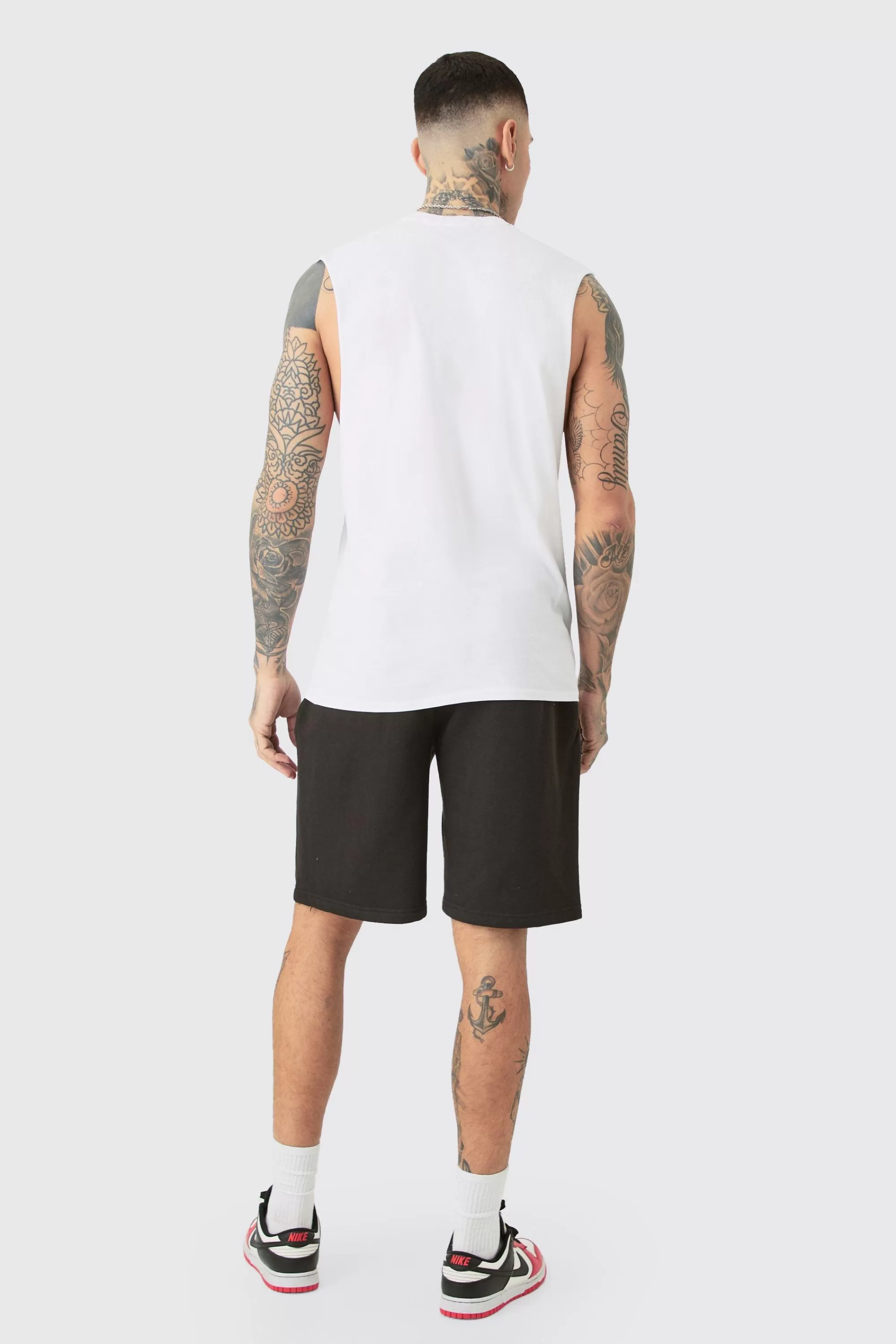 boohooMAN Tall Varsity Bronx Tank In | UK white Cheap