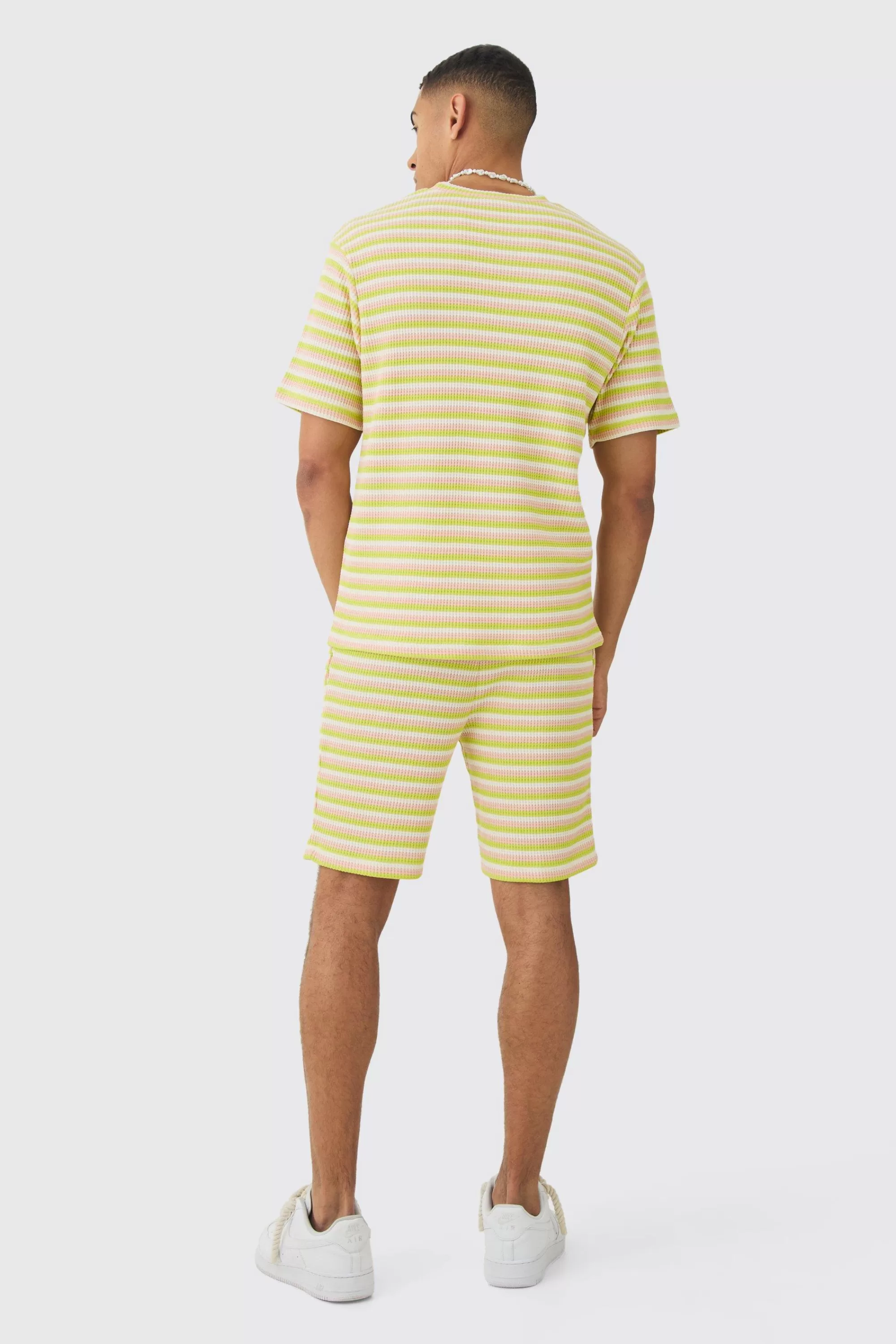 boohooMAN Textured Stripe T-shirt | UK green Discount
