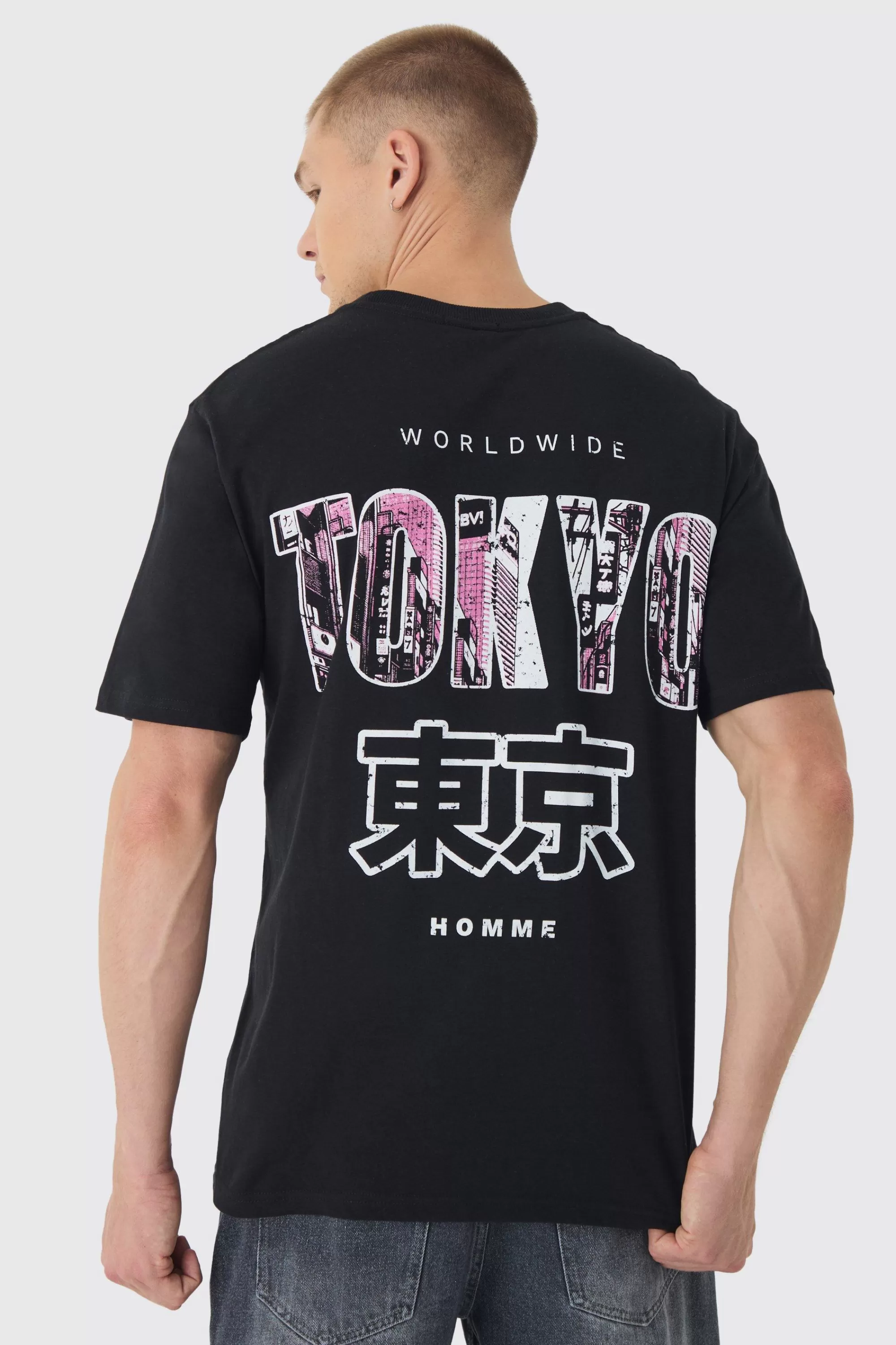 boohooMAN Tokyo City Back Print T-Shirt | UK black Cheap