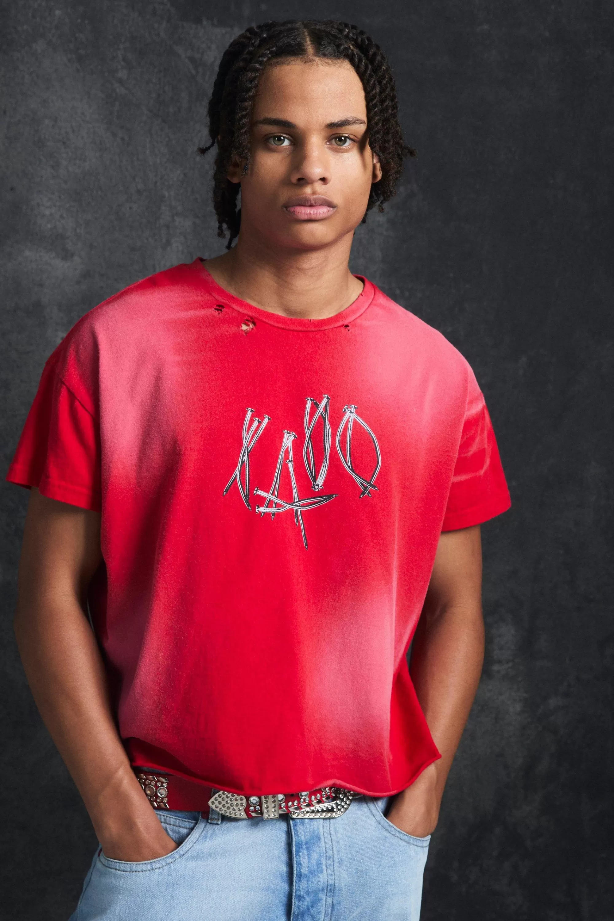 boohooMAN Trippie d Baby Fit Heavy Washed 1400 T-shirt | UK red Fashion