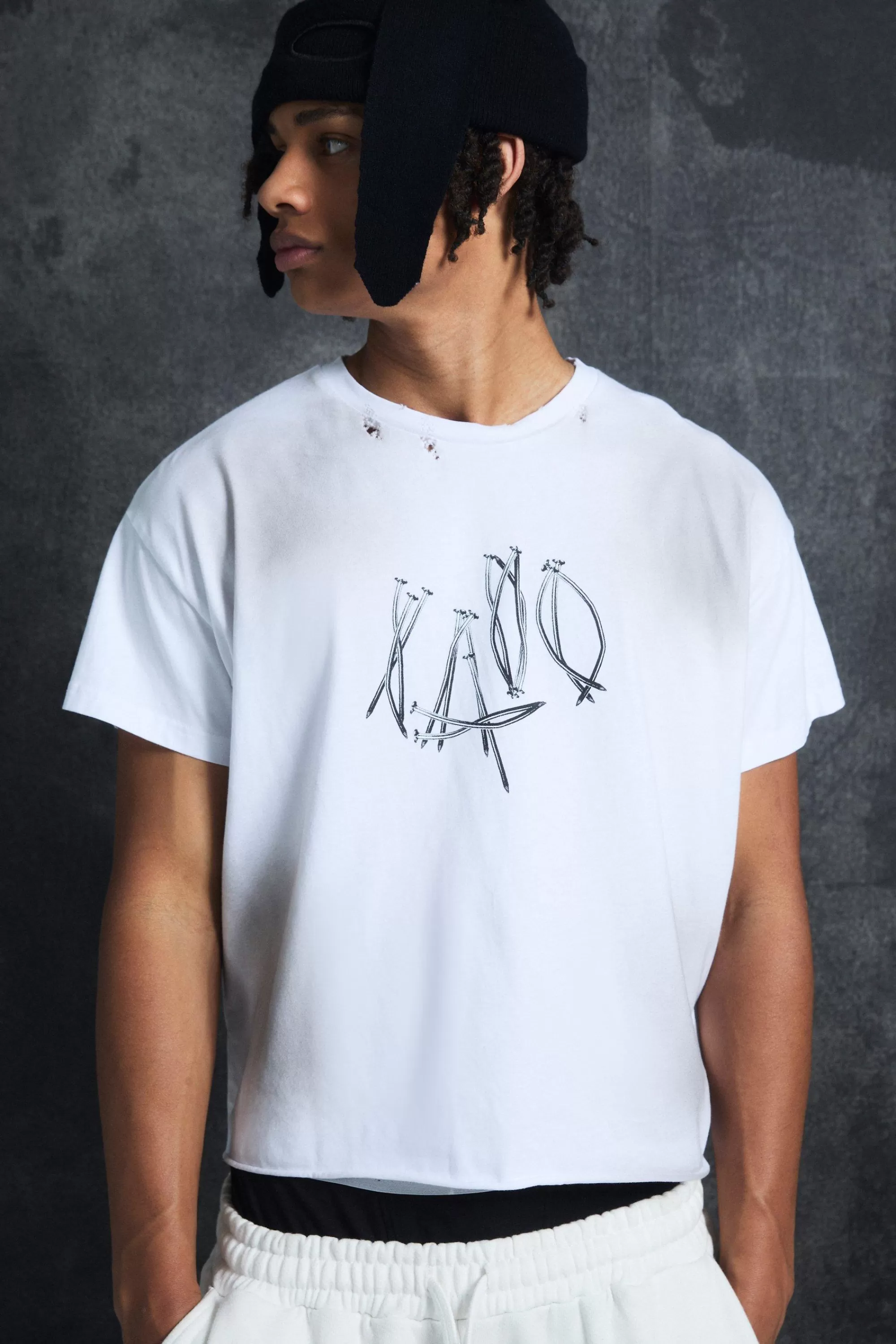 boohooMAN Trippie Redd Baby Fit Heavy Washed 1400 T-shirt | UK white Fashion