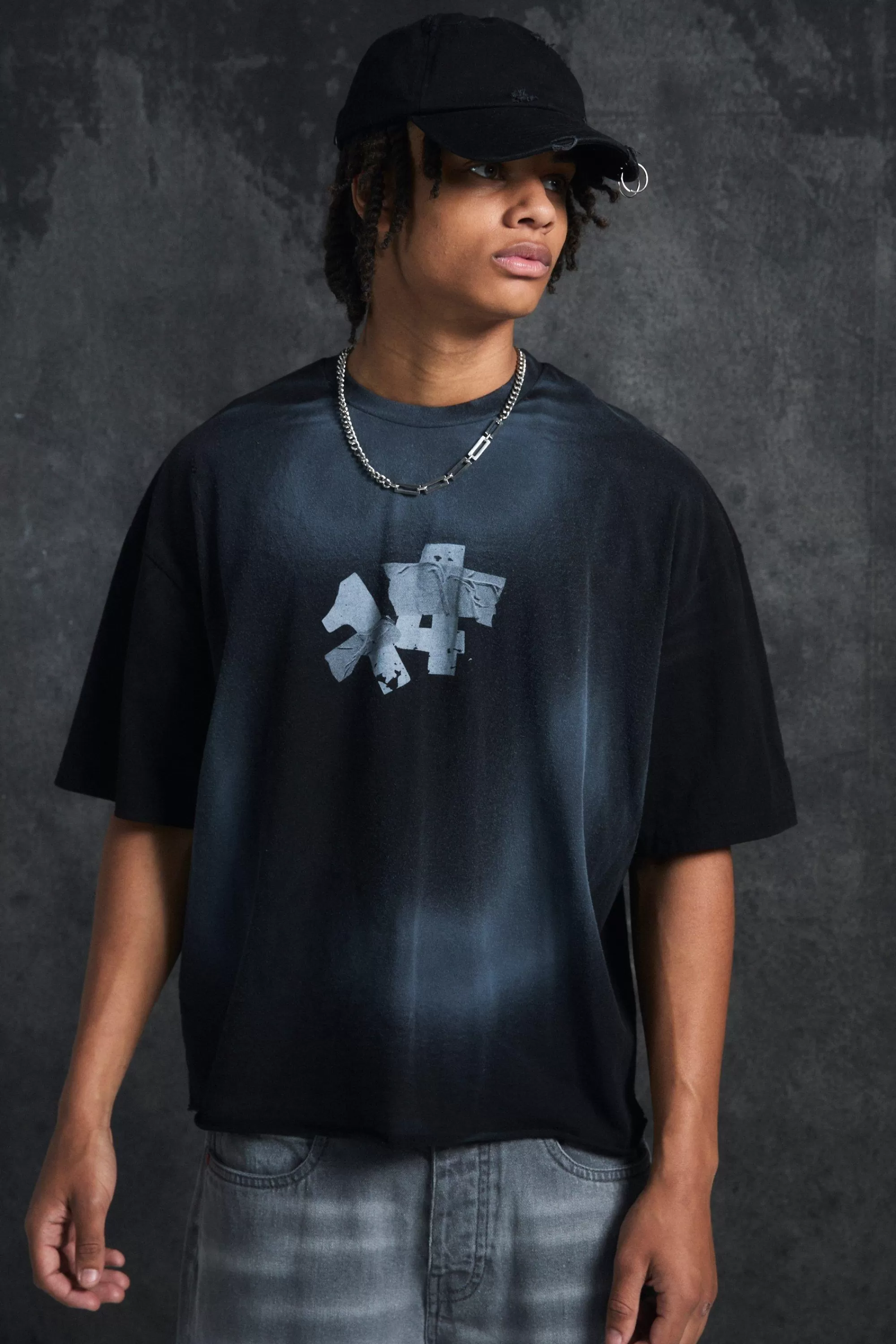 boohooMAN Trippie Redd Oversized Boxy Heavy Washed 14 T-shirt | UK black Online