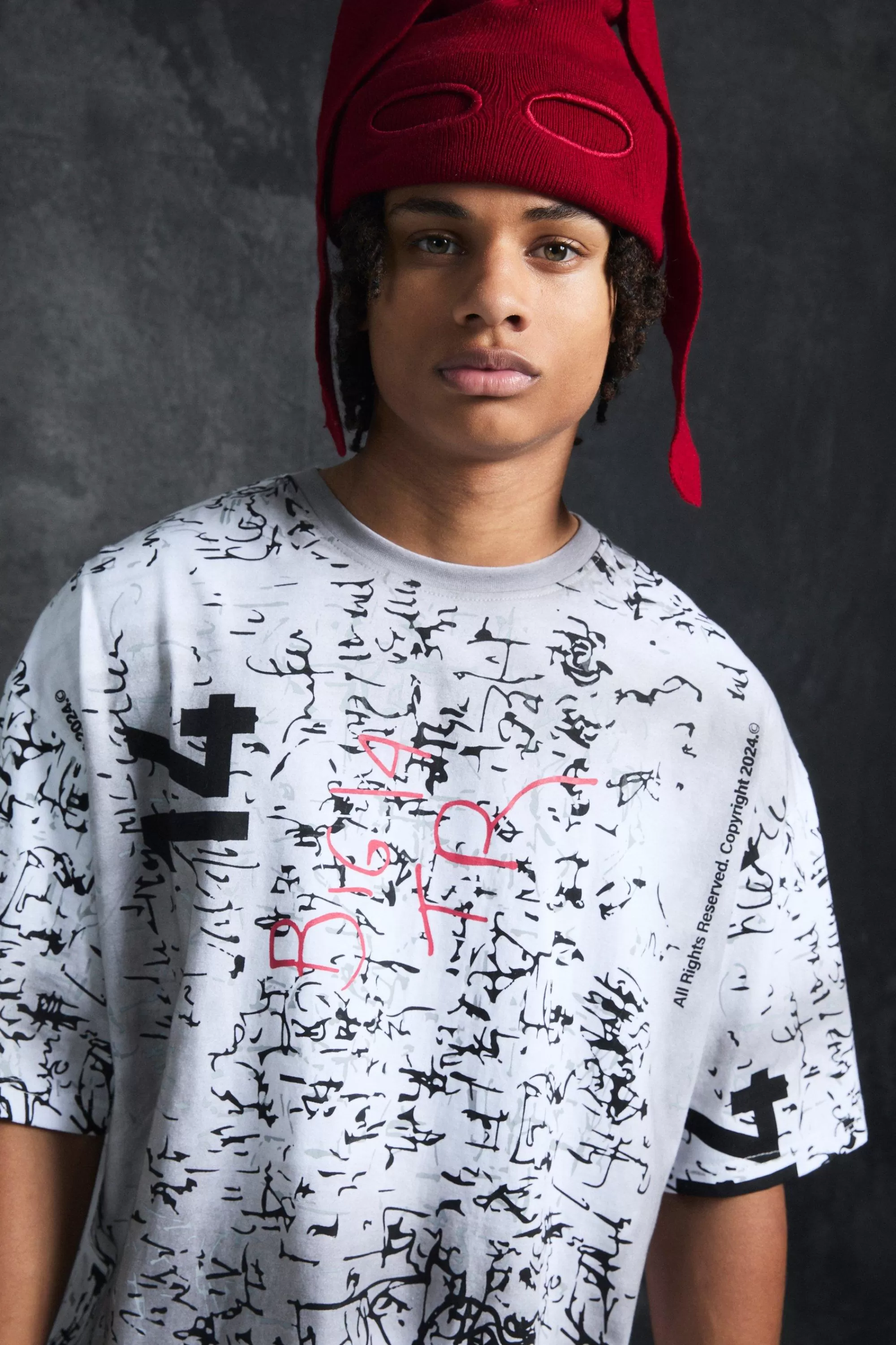 boohooMAN Trippie Redd Oversized Boxy Heavy Washed All Over Print T-shirt | UK white Outlet