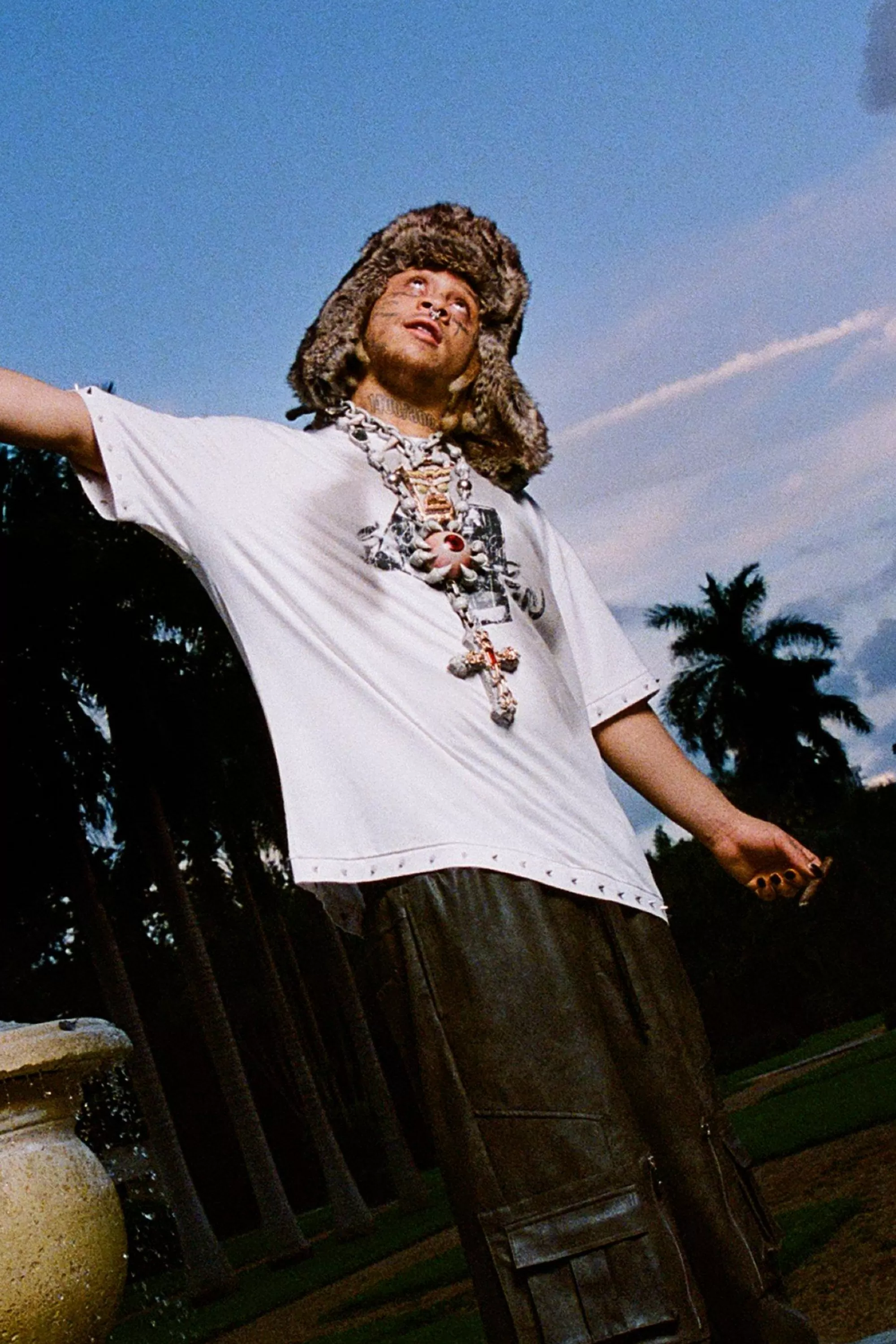 boohooMAN Trippie Redd Oversized Boxy Washed Heavy Weight Ring Detail T-Shirt | UK white Online