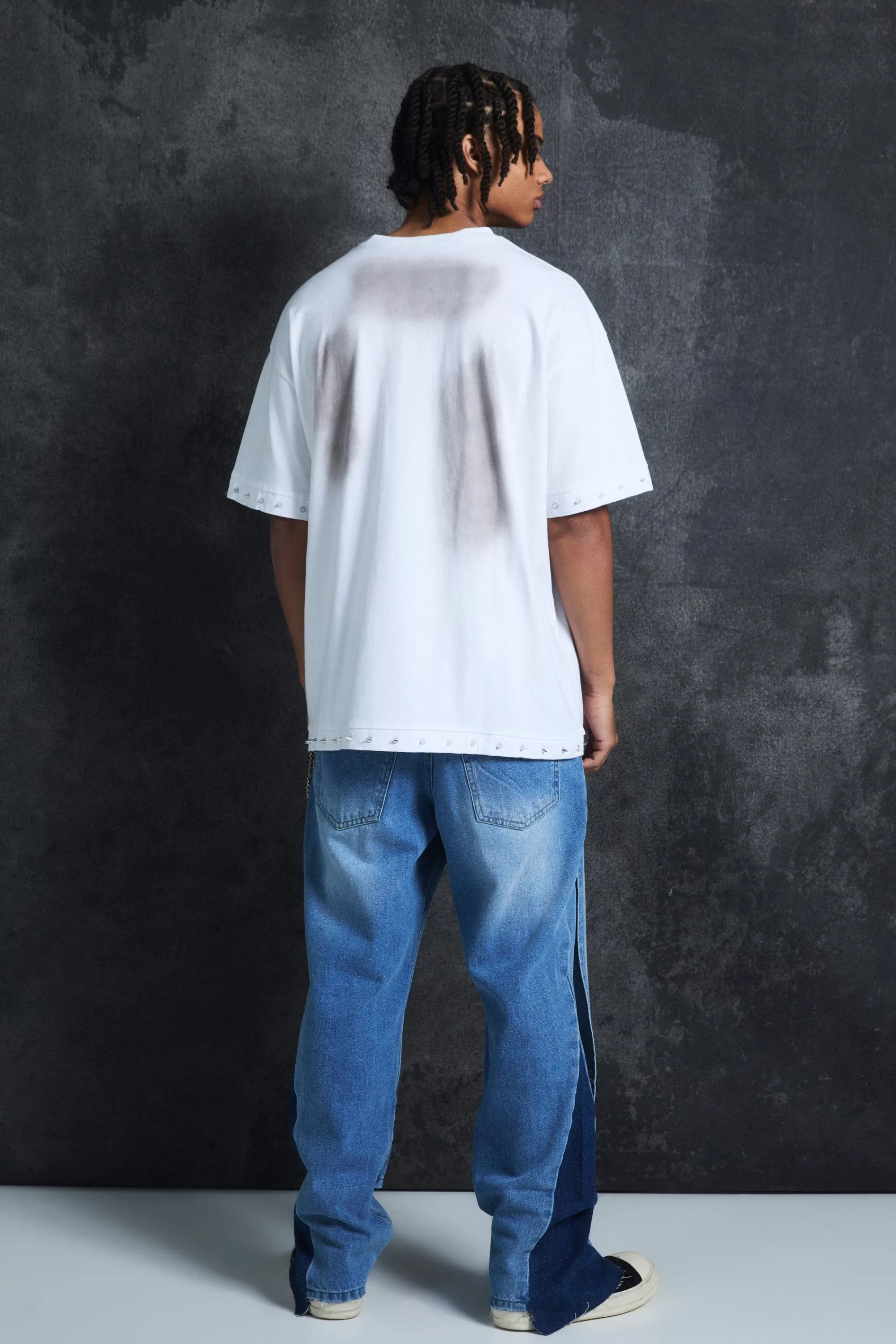 boohooMAN Trippie Redd Oversized Boxy Washed Heavy Weight Ring Detail T-Shirt | UK white Online
